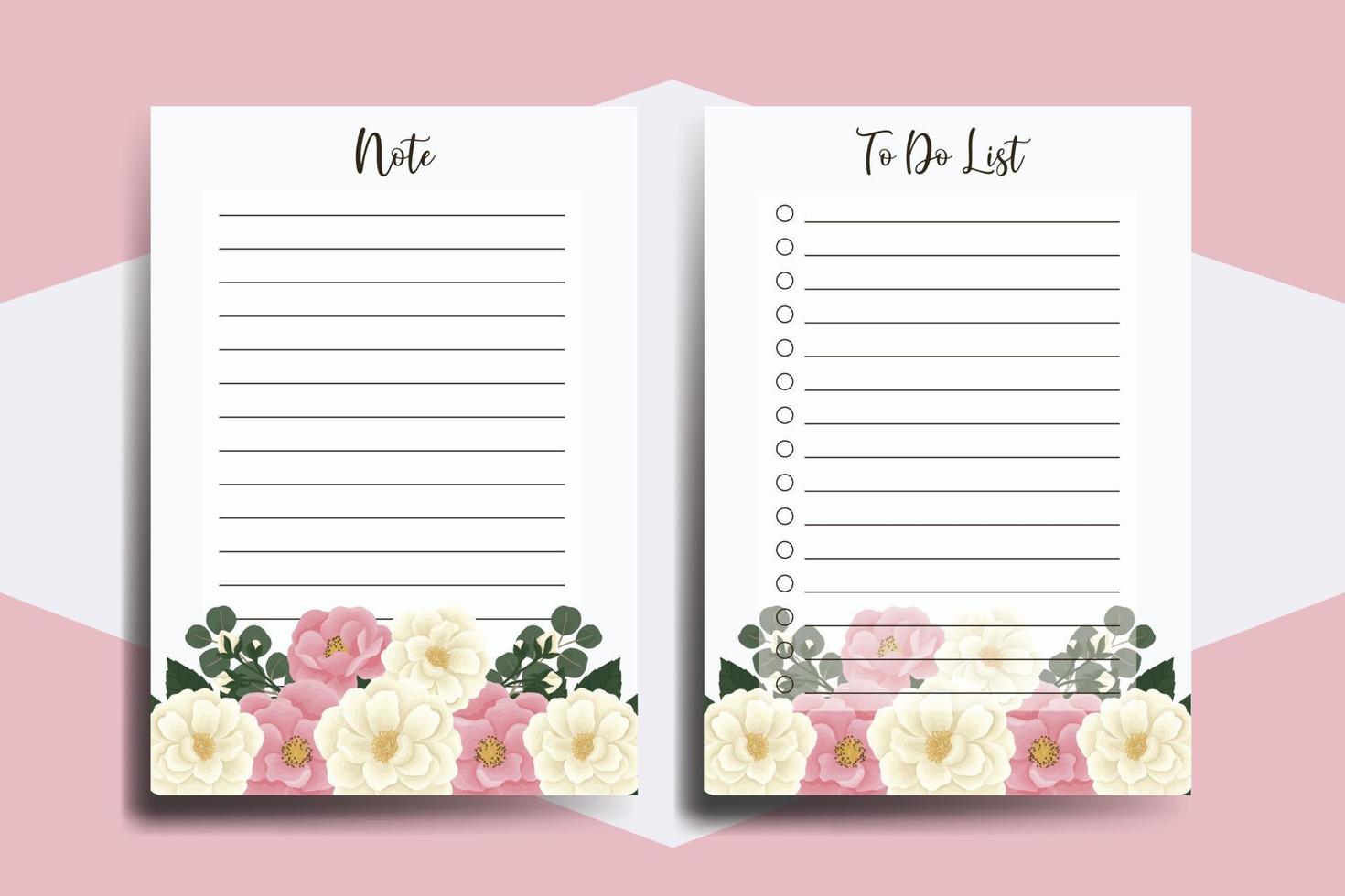 To do list Planner template Pink Mini Rose Flower Design vector