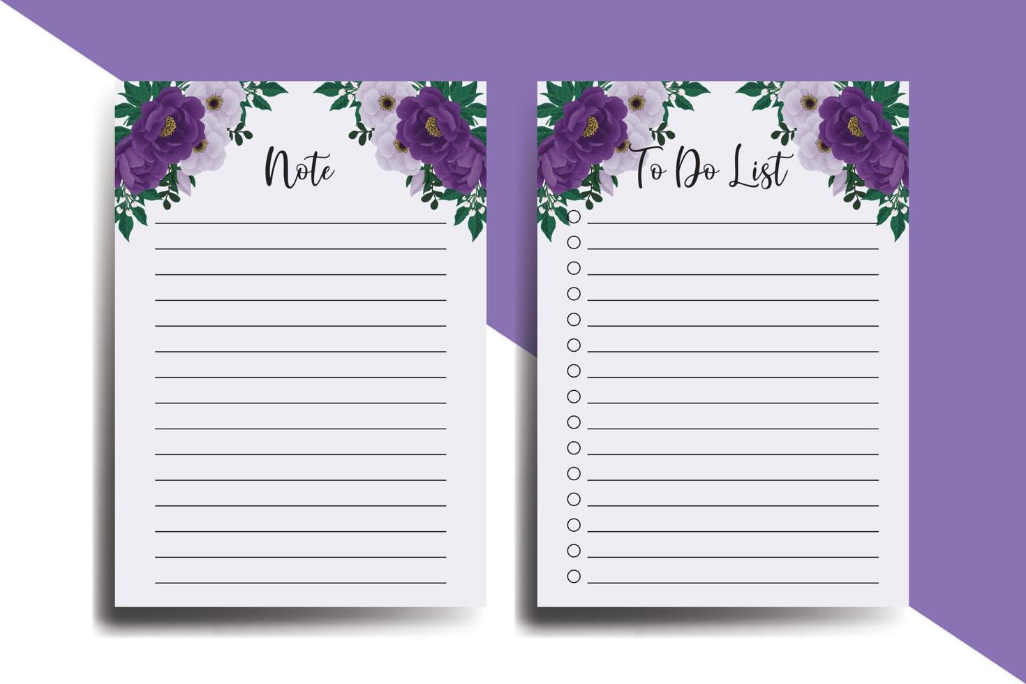 To do list Planner template Purple Peony Flower Design vector