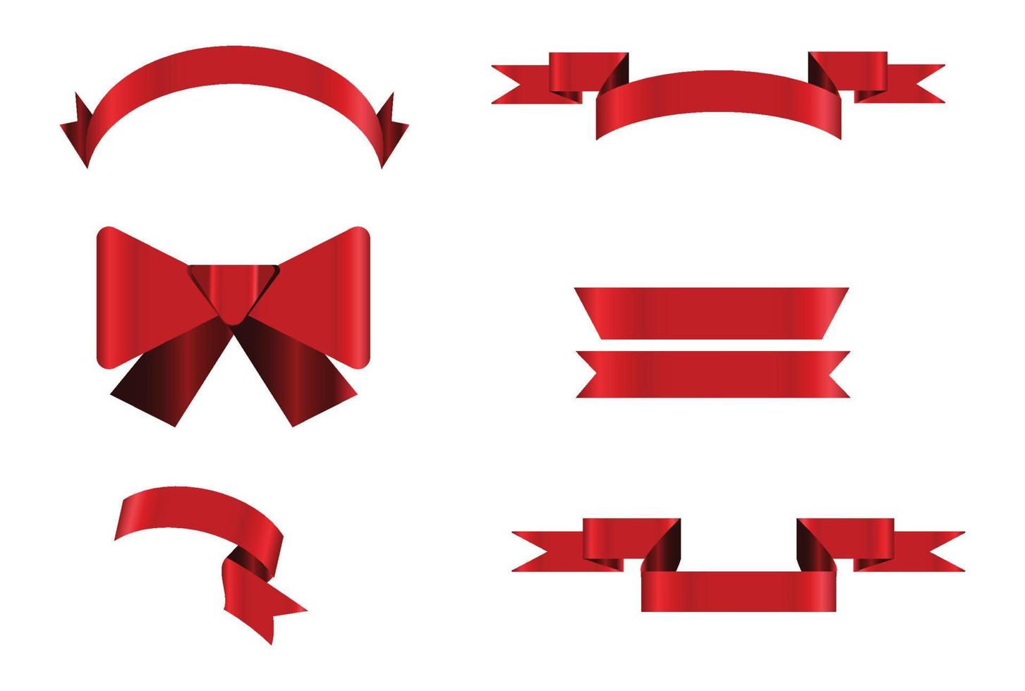 Red glossy ribbon vector banners set. Ribbons collection. Vector Design