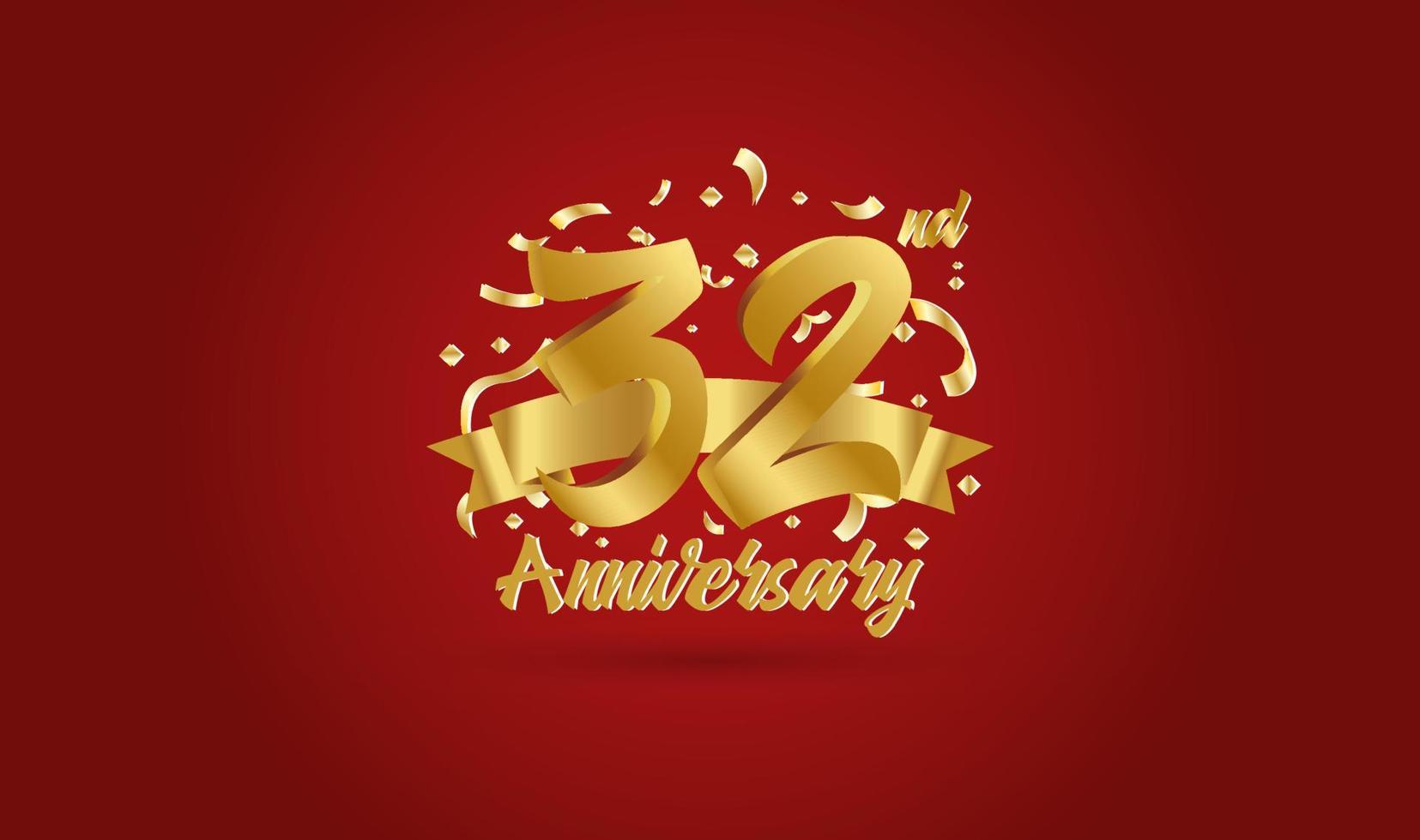 Anniversary celebration background. with the 32nd number in gold and with the words golden anniversary celebration. vector