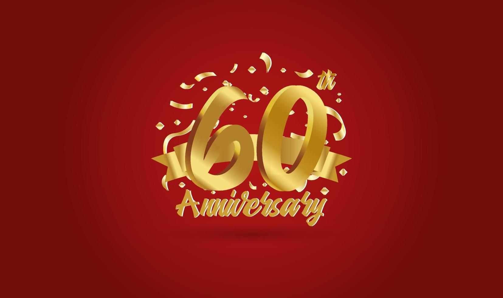 Anniversary celebration with the 60th number in gold and with the words golden anniversary celebration. vector