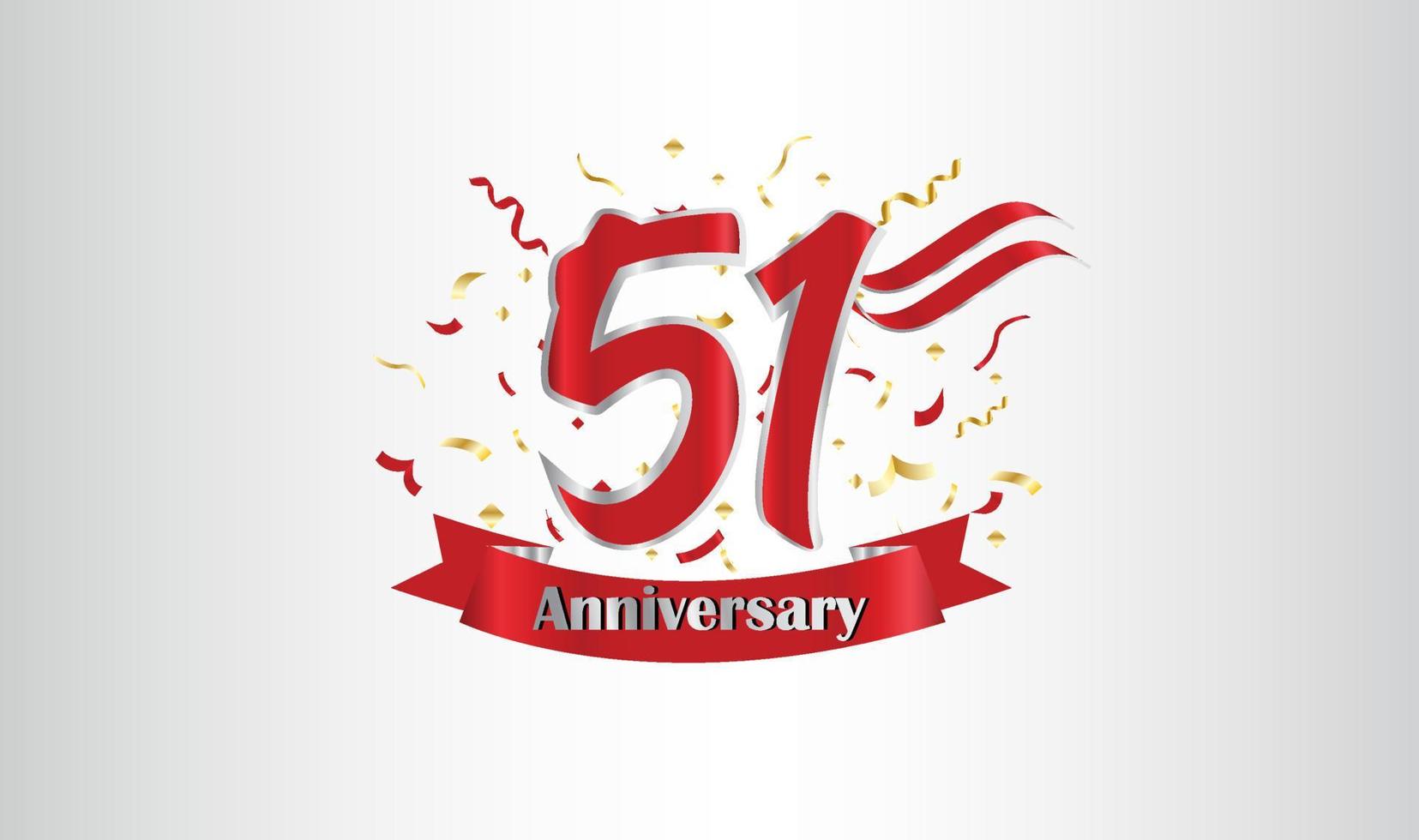 Anniversary celebration background. with the 51st number in gold and with the words golden anniversary celebration. vector
