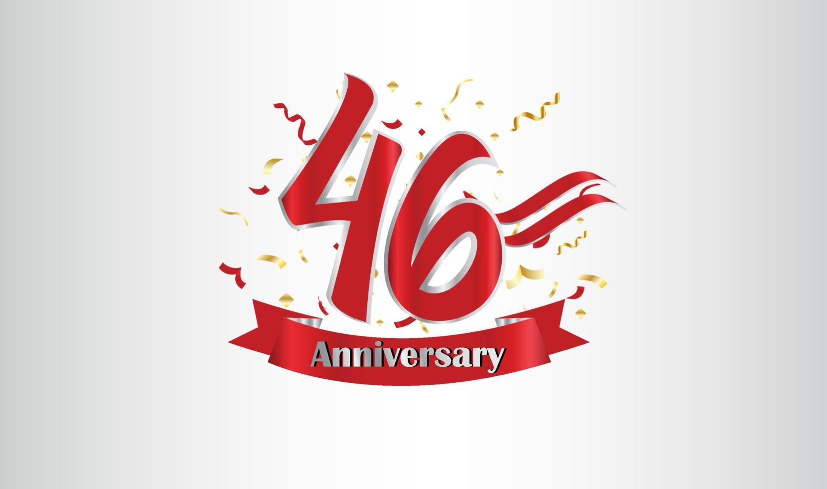 Anniversary celebration with the 46th number in gold and with the words golden anniversary celebration. vector