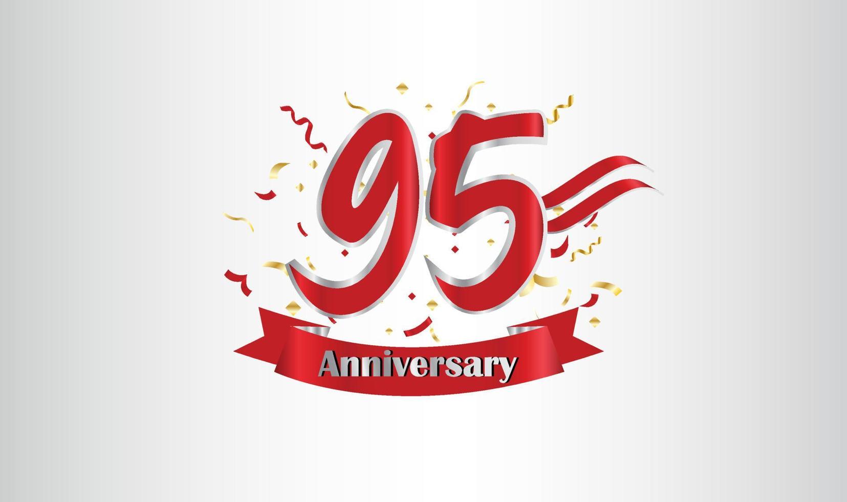 Anniversary celebration with the 95th number in gold and with the words golden anniversary celebration. vector