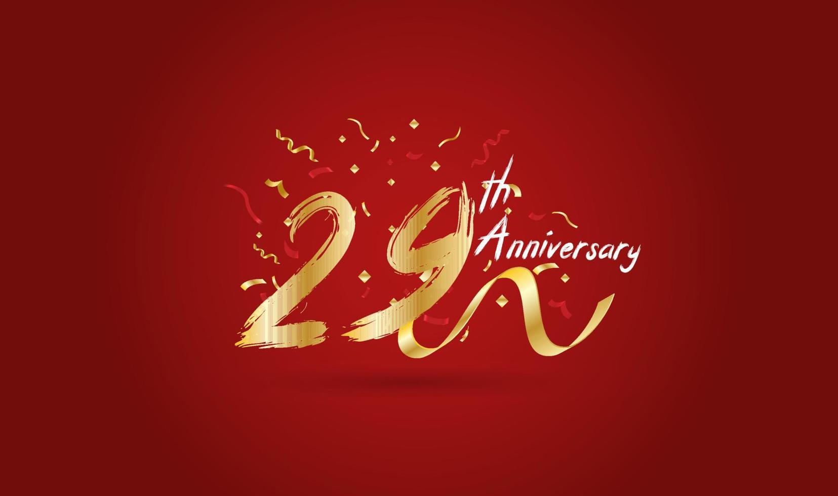 Anniversary celebration background. with the 29th number in gold and with the words golden anniversary celebration. vector