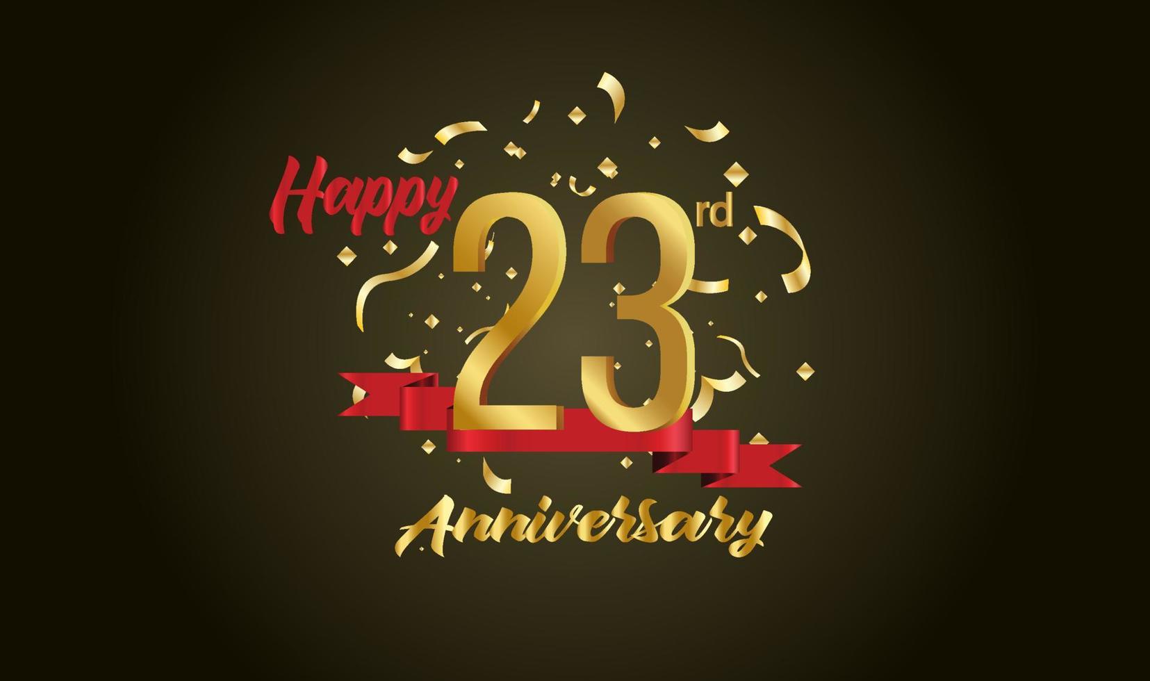 Anniversary celebration background. with the 23rd number in gold and with the words golden anniversary celebration. vector