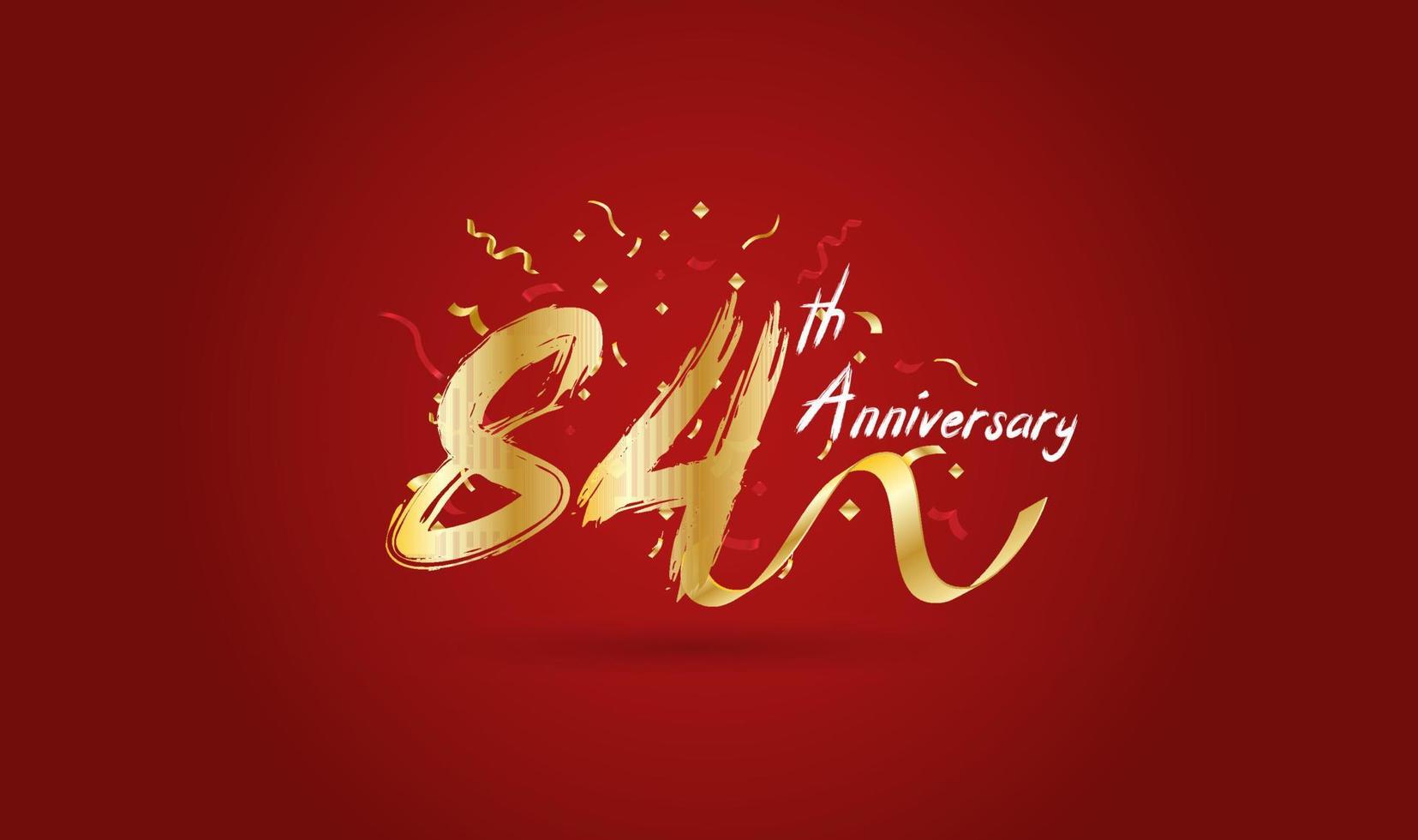 Anniversary celebration background. with the 84th number in gold and with the words golden anniversary celebration. vector