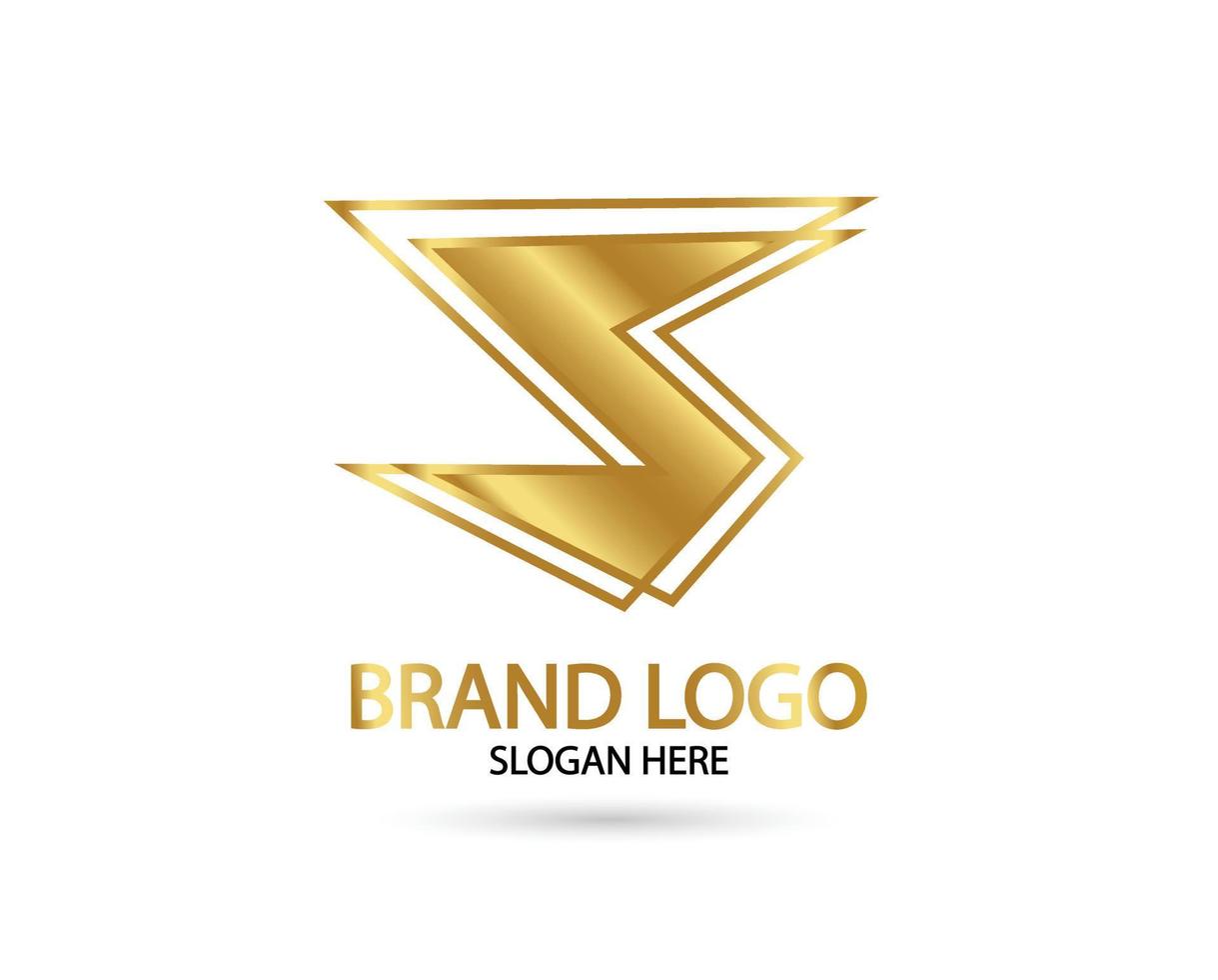 Letter S Linked Monogram in gold Logotype. Vector logo