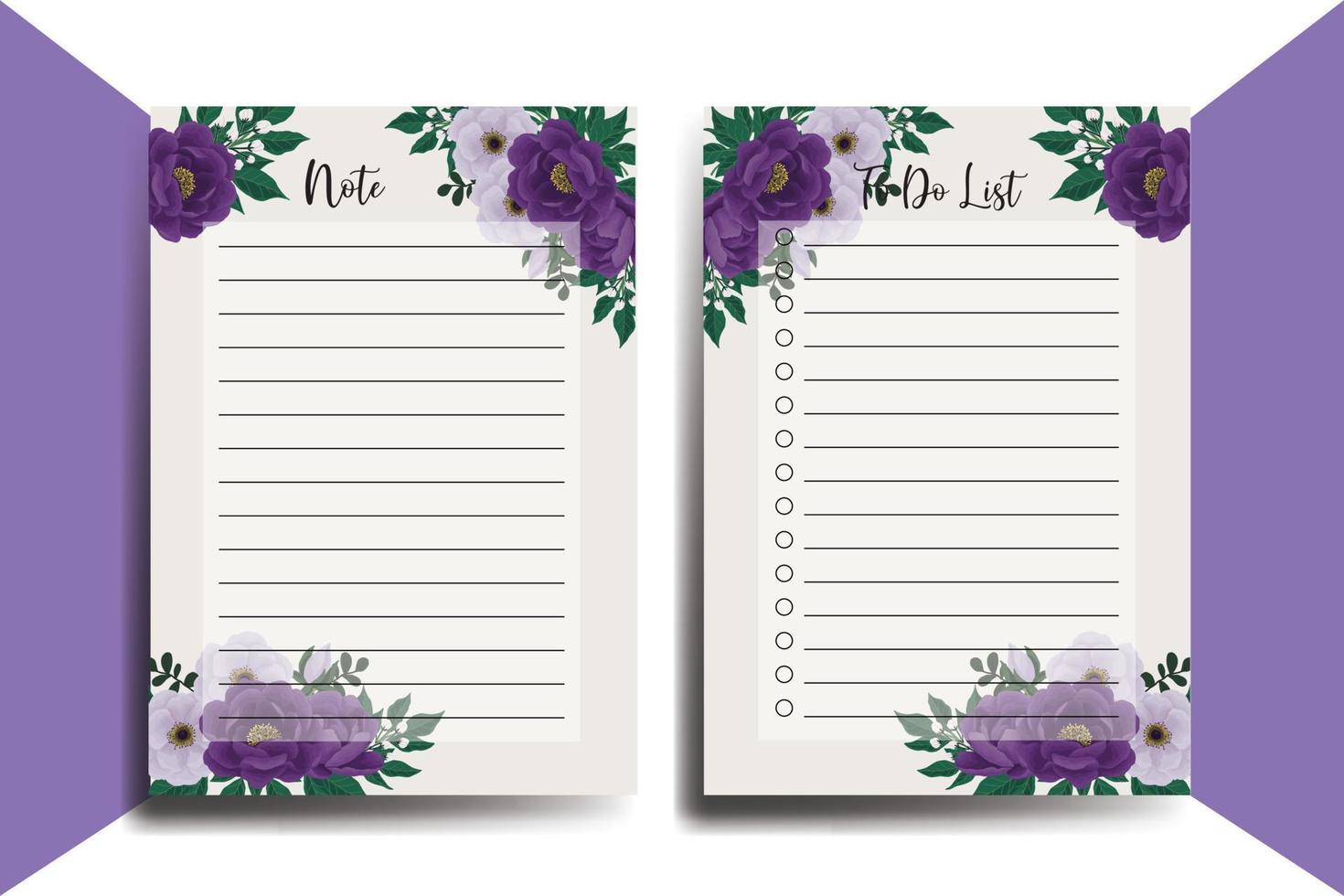 To do list Planner template Purple Peony Flower Design vector