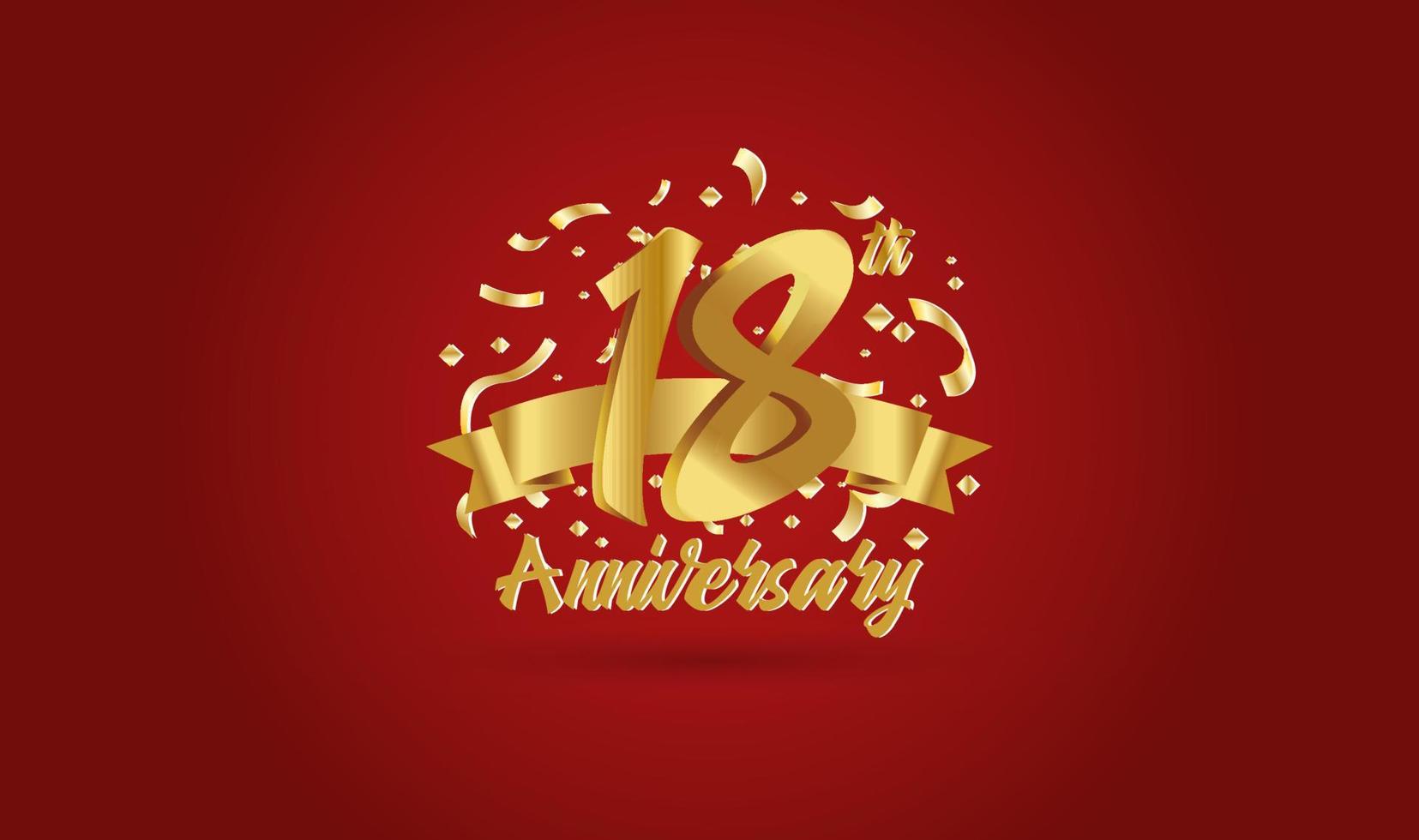 fondo de celebración de aniversario. con el número 18 en oro y con las palabras celebración de las bodas de oro. vector