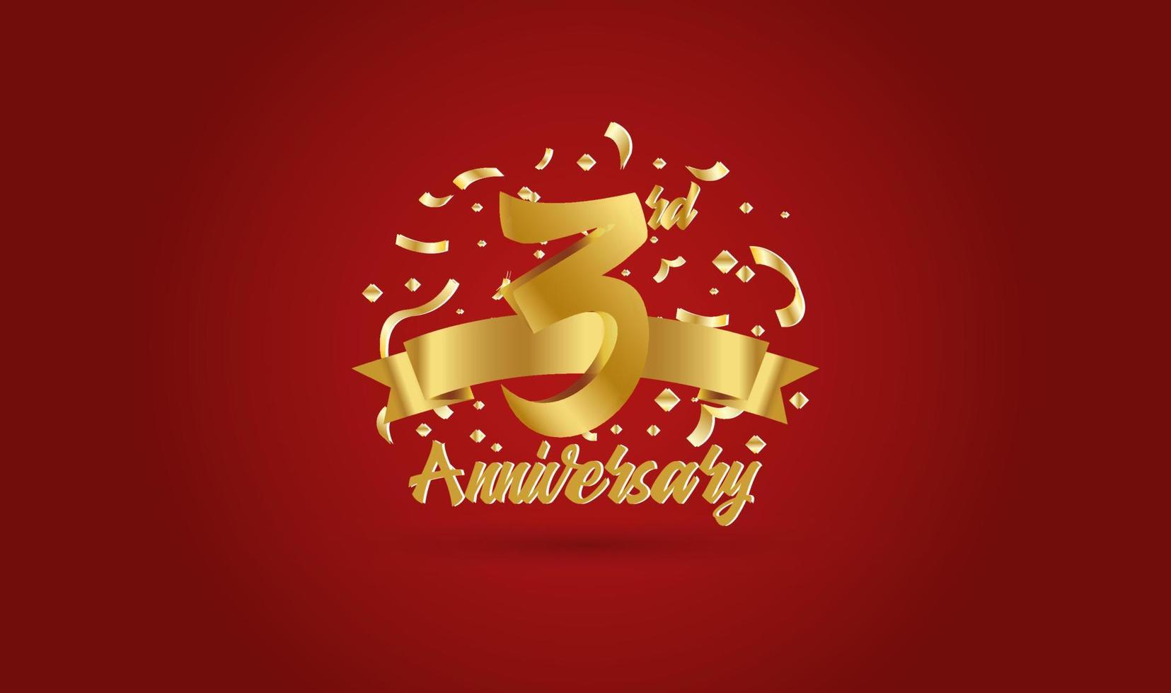 Anniversary celebration background. with the 3rd number in gold and with the words golden anniversary celebration. vector