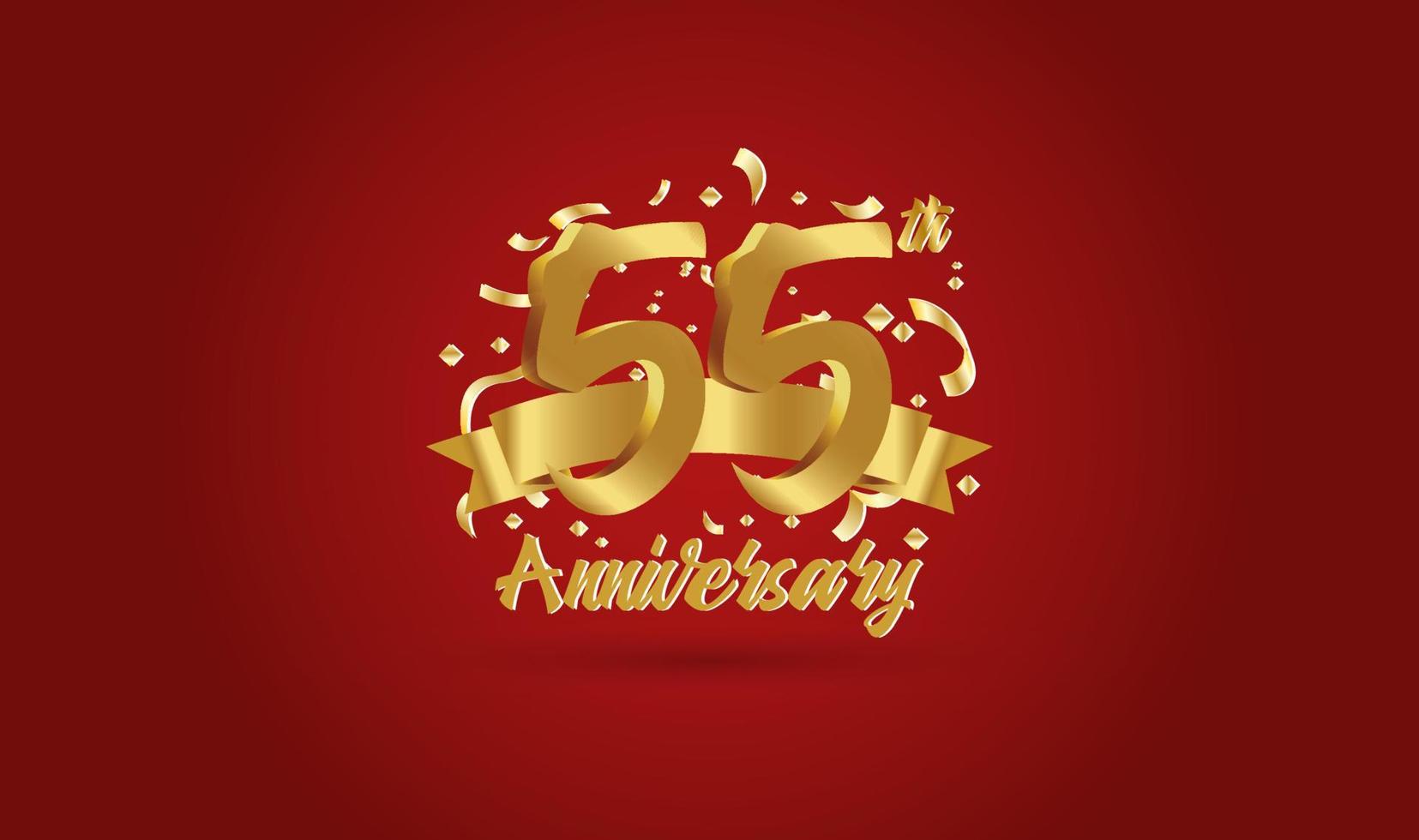 celebración de aniversario con el número 55 en oro y con las palabras celebración del aniversario de oro. vector