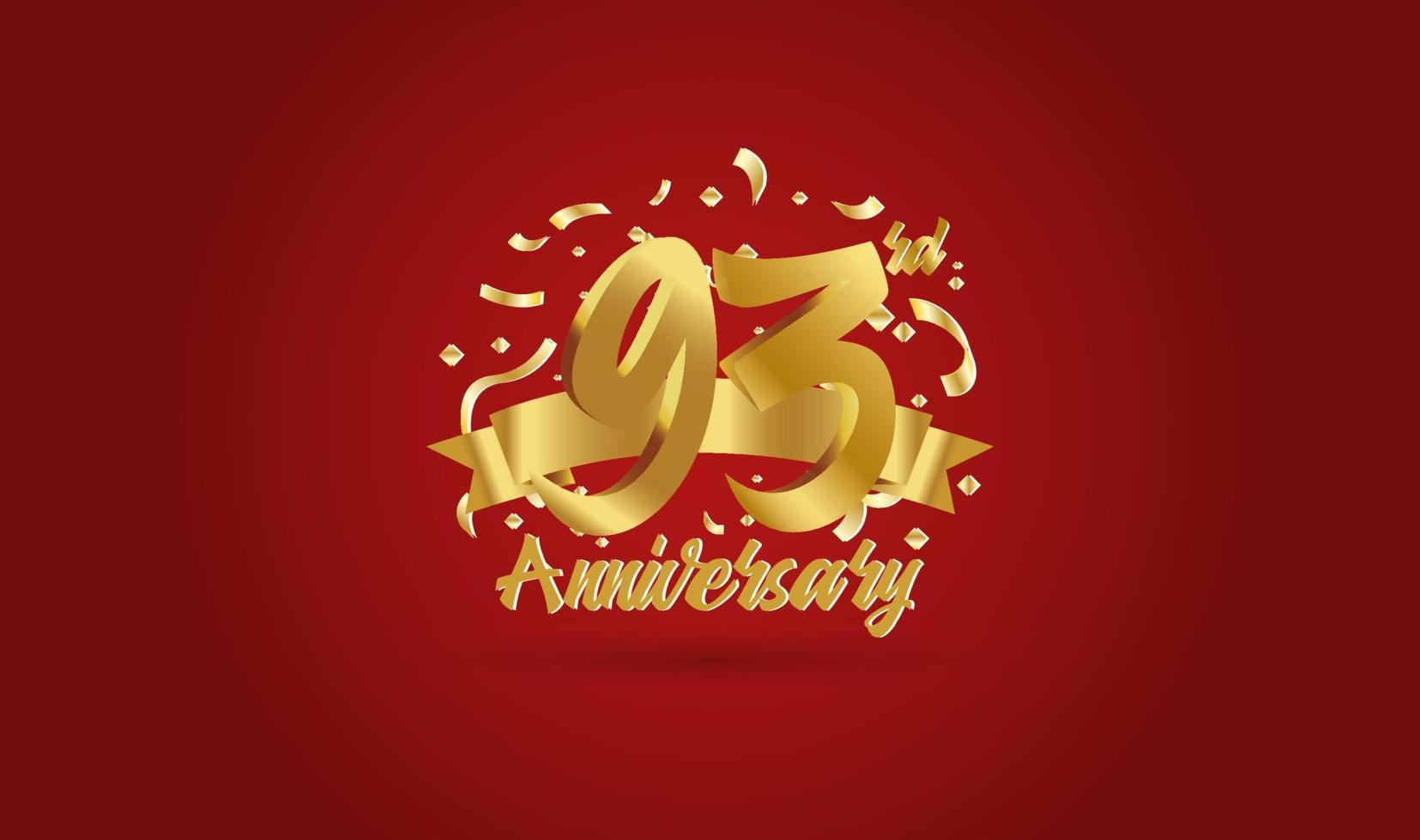 fondo de celebración de aniversario. con el número 93 en dorado y con las palabras celebración de las bodas de oro. vector