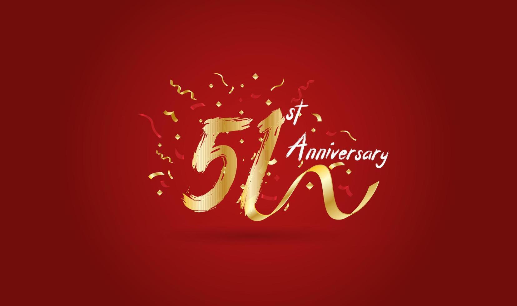 Anniversary celebration background. with the 51st number in gold and with the words golden anniversary celebration. vector