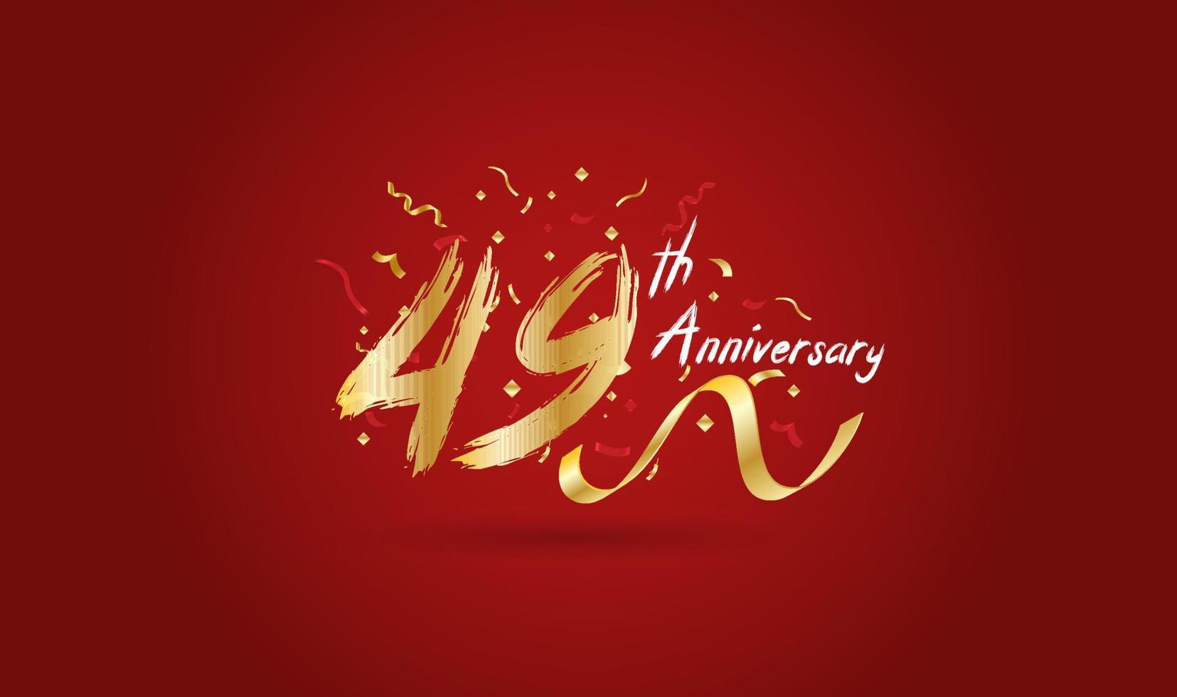 Anniversary celebration with the 49th number in gold and with the words golden anniversary celebration. vector