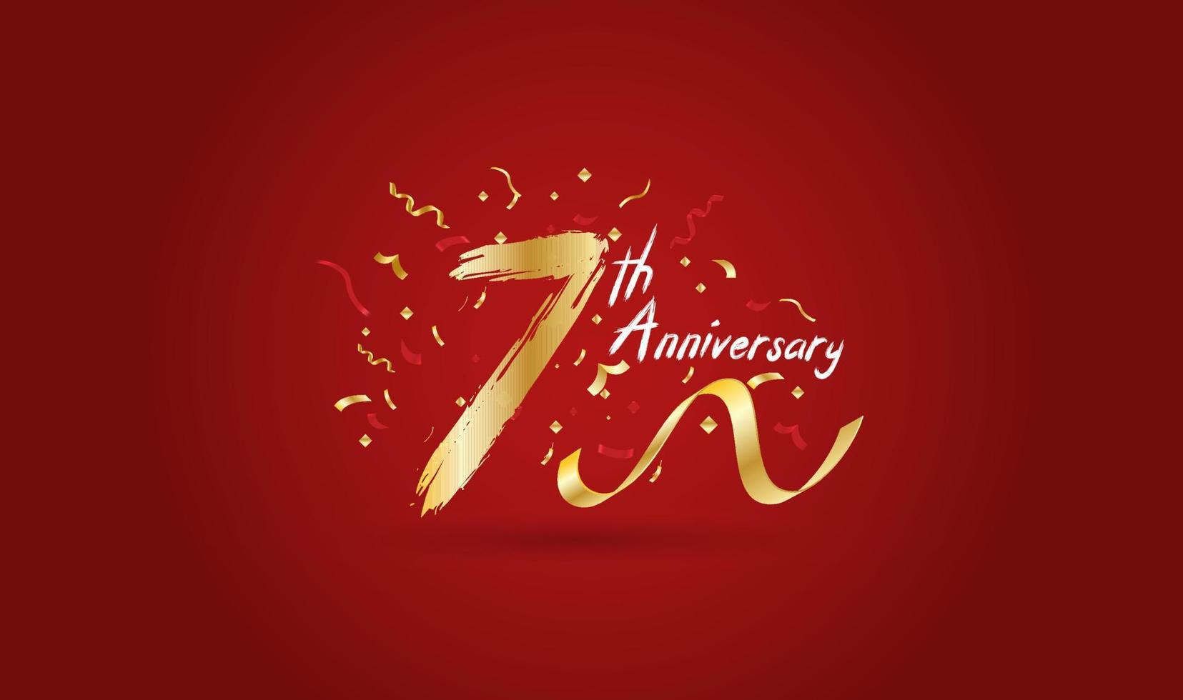Anniversary celebration with the 7th number in gold and with the words golden anniversary celebration. vector