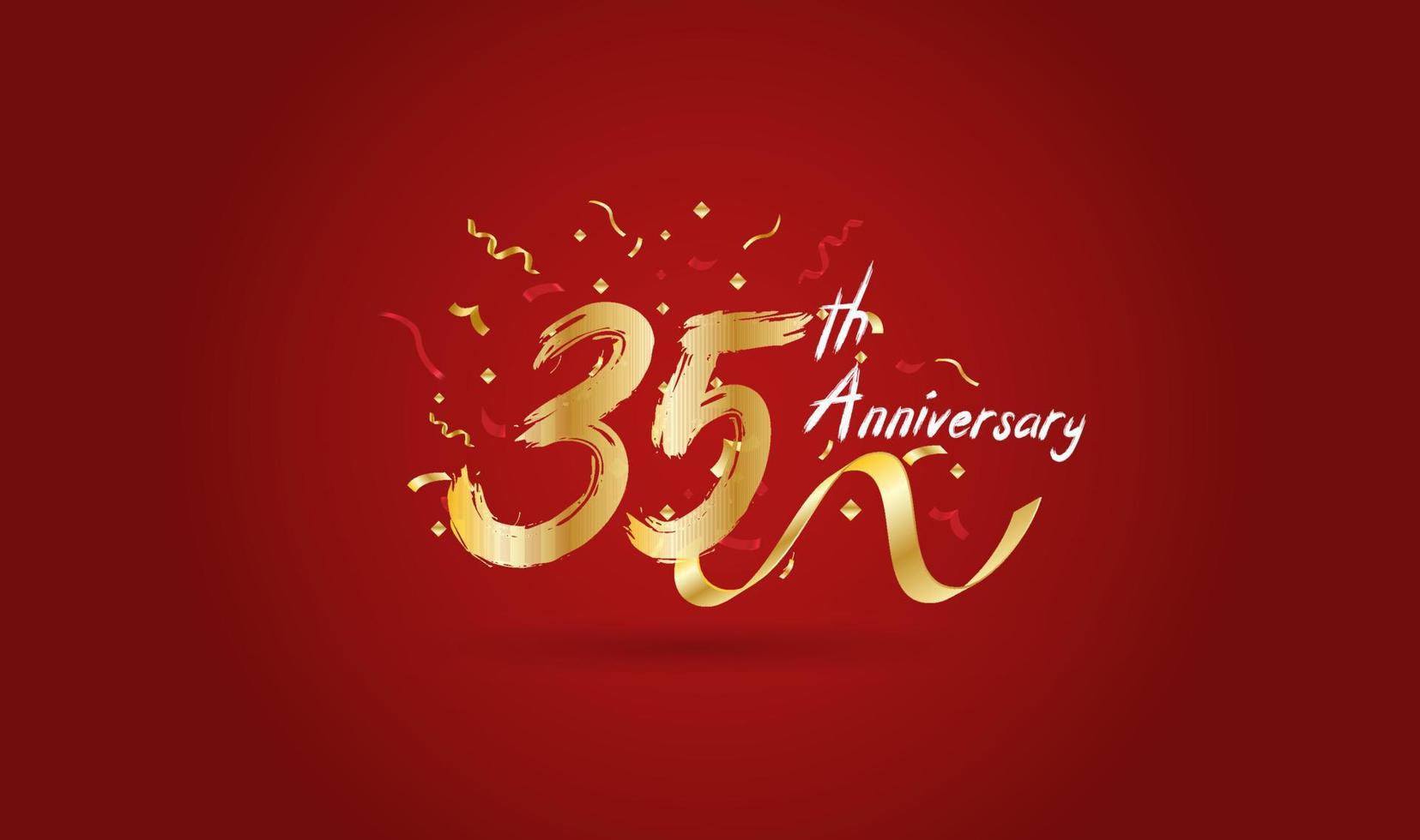 Anniversary celebration background. with the 35th number in gold and with the words golden anniversary celebration. vector