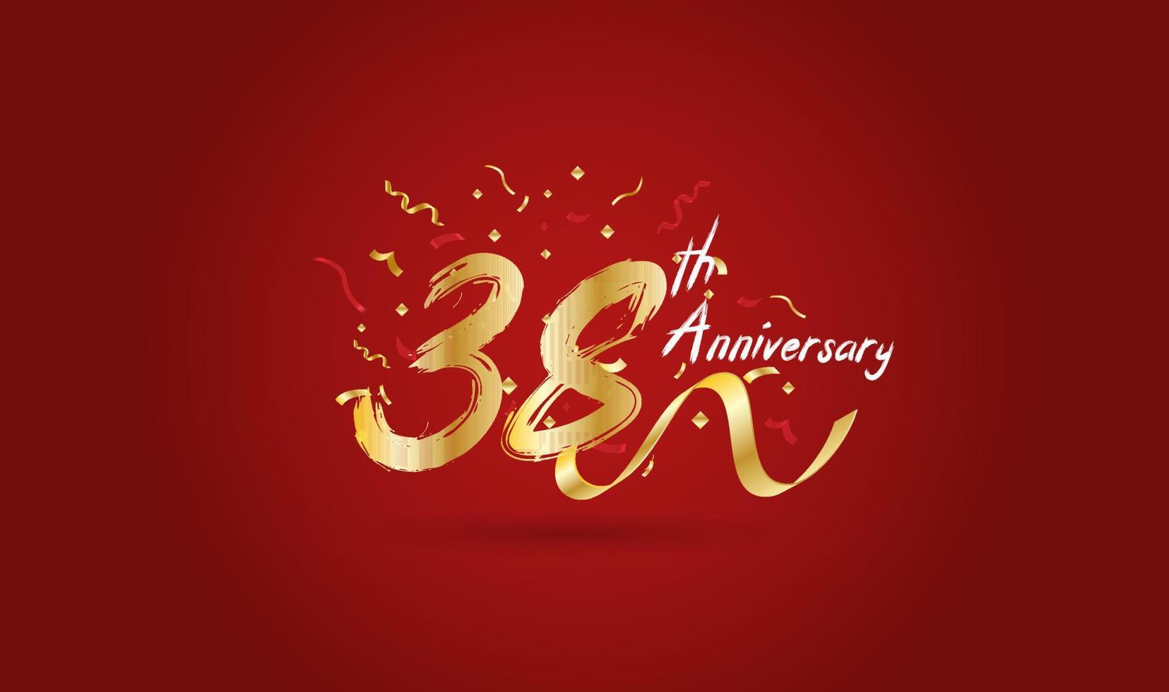 Anniversary celebration background. with the 38th number in gold and with the words golden anniversary celebration. vector