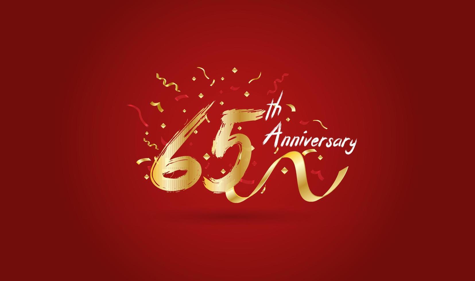 Anniversary celebration background. with the 65th number in gold and with the words golden anniversary celebration. vector