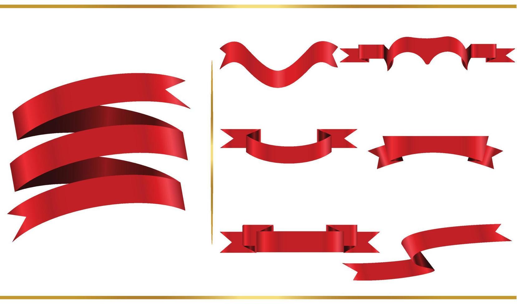 Red glossy ribbon vector banners set. Ribbons collection. Vector Design Illustration