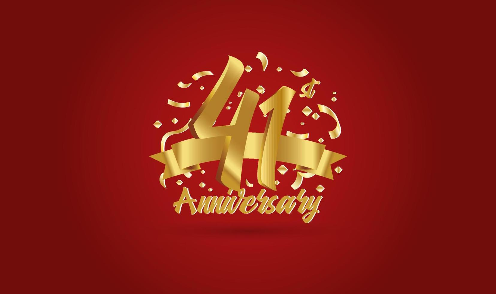 Anniversary celebration background. with the 41st number in gold and with the words golden anniversary celebration. vector