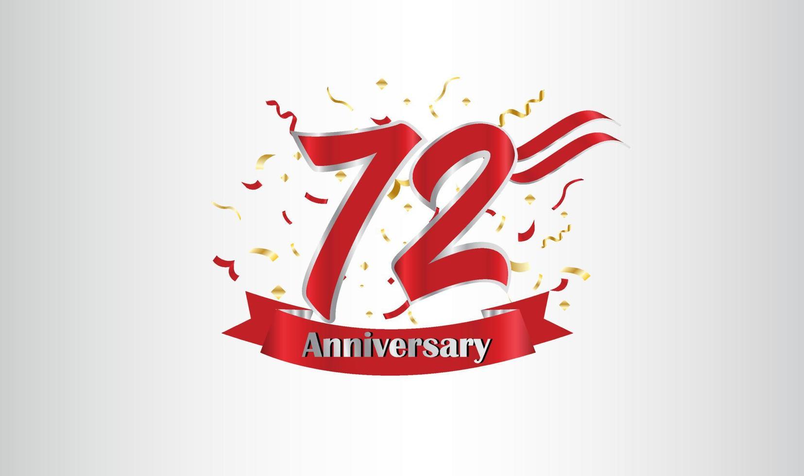 Anniversary celebration background. with the 72nd number in gold and with the words golden anniversary celebration. vector