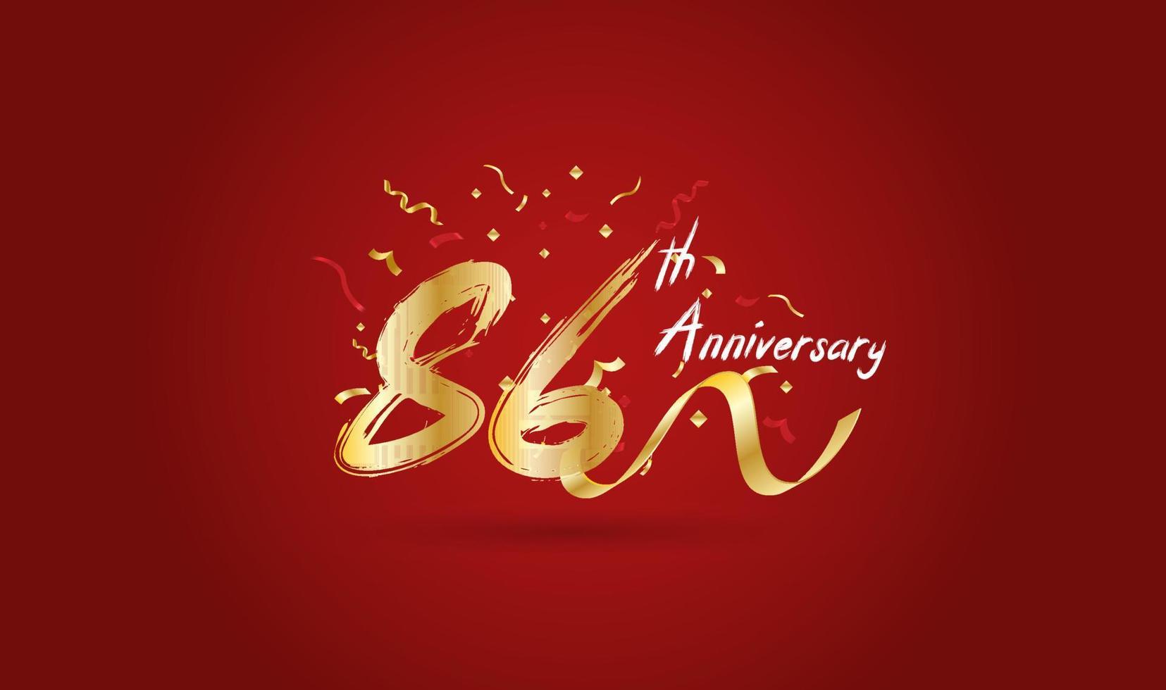 Anniversary celebration background. with the 86th number in gold and with the words golden anniversary celebration. vector