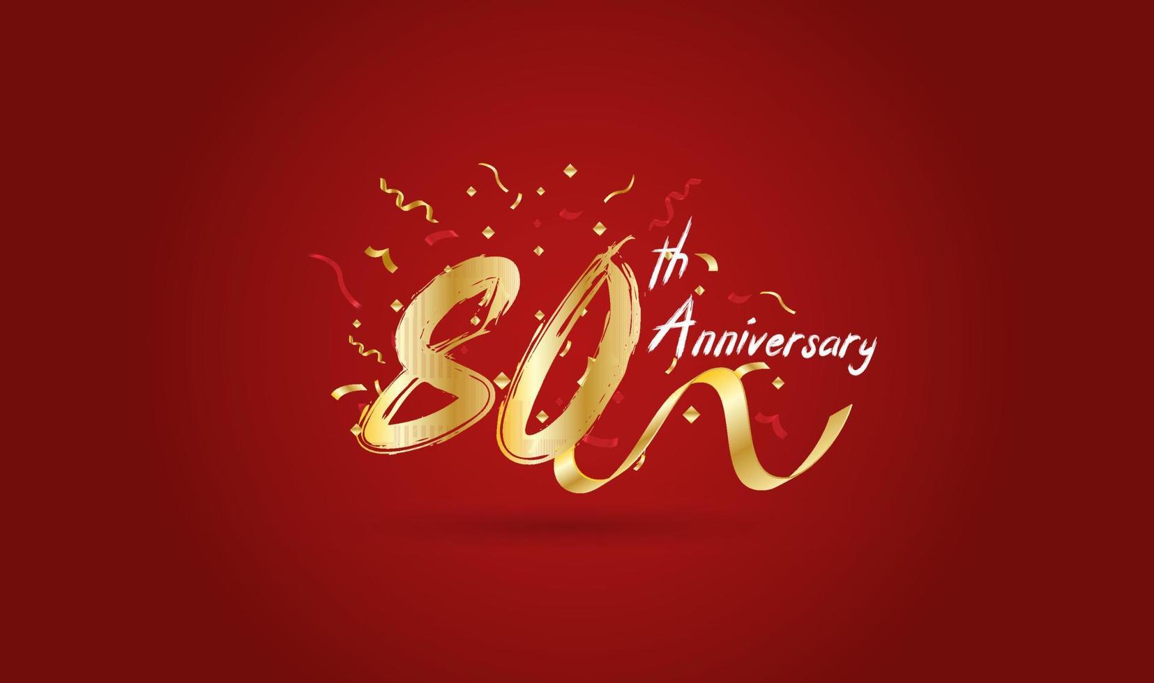 Anniversary celebration with the 80th number in gold and with the words golden anniversary celebration. vector