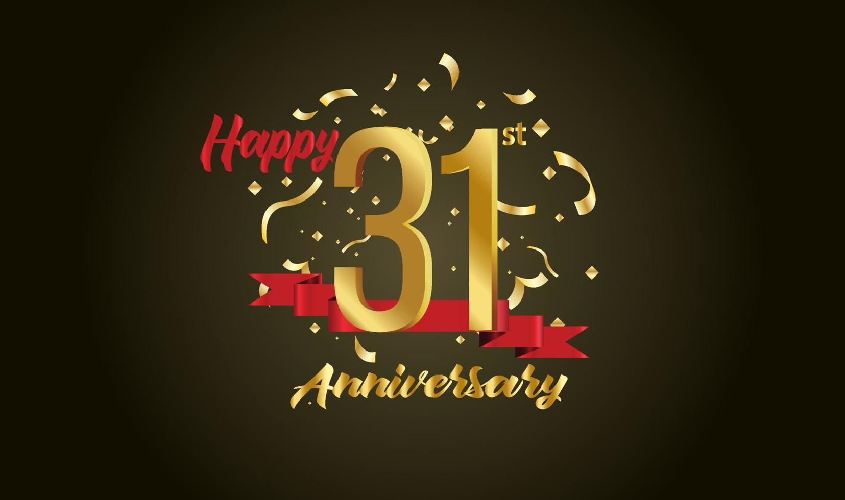 Anniversary celebration with the 31st number in gold and with the words golden anniversary celebration. vector