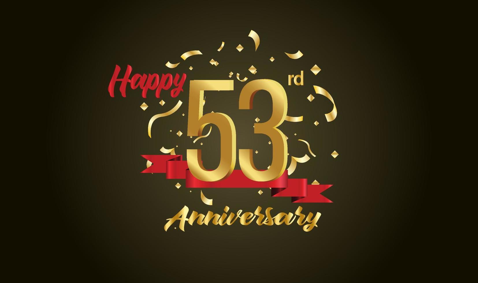 Anniversary celebration background. with the 53rd number in gold and with the words golden anniversary celebration. vector