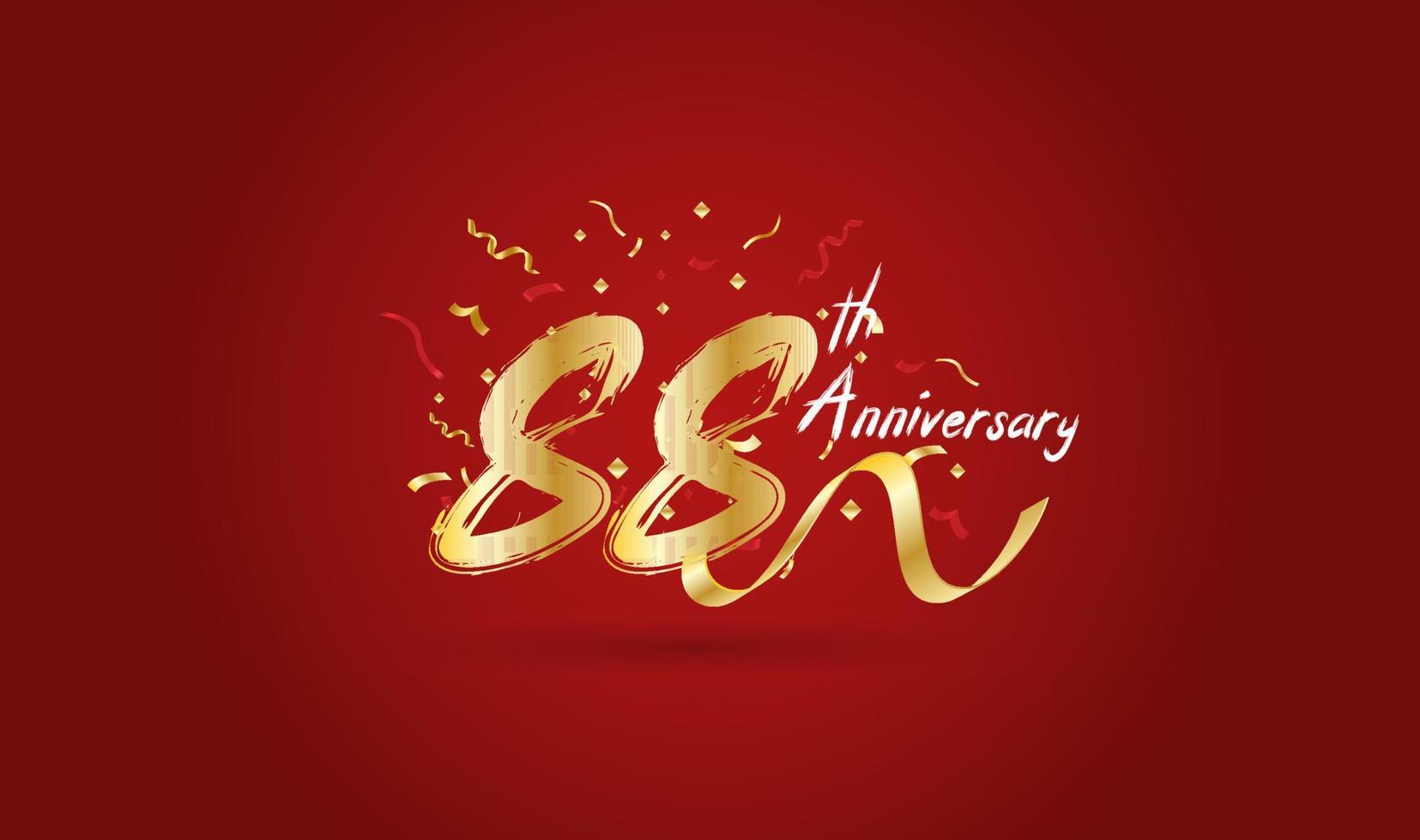 Anniversary celebration background. with the 88th number in gold and with the words golden anniversary celebration. vector