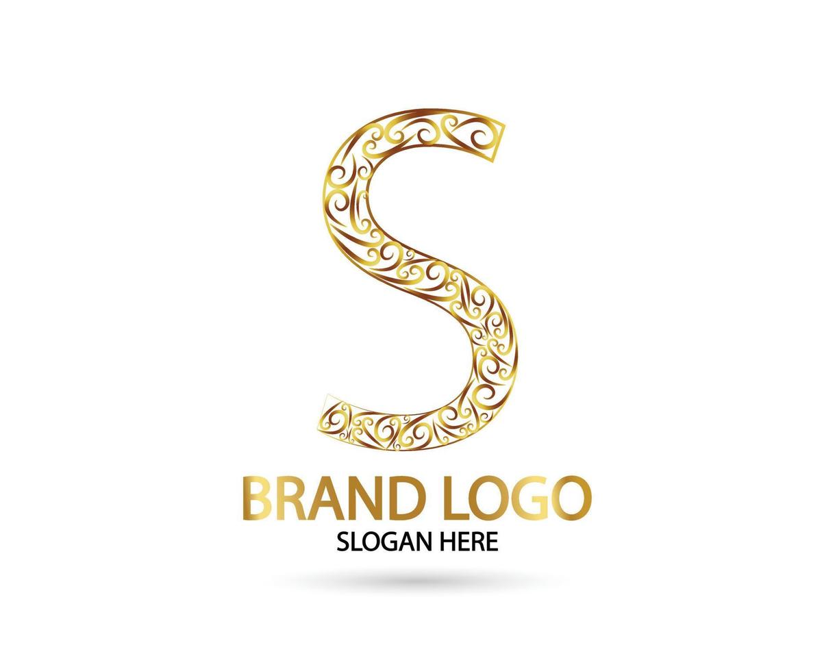 Letra s monograma vinculado en logotipo dorado. vector logo