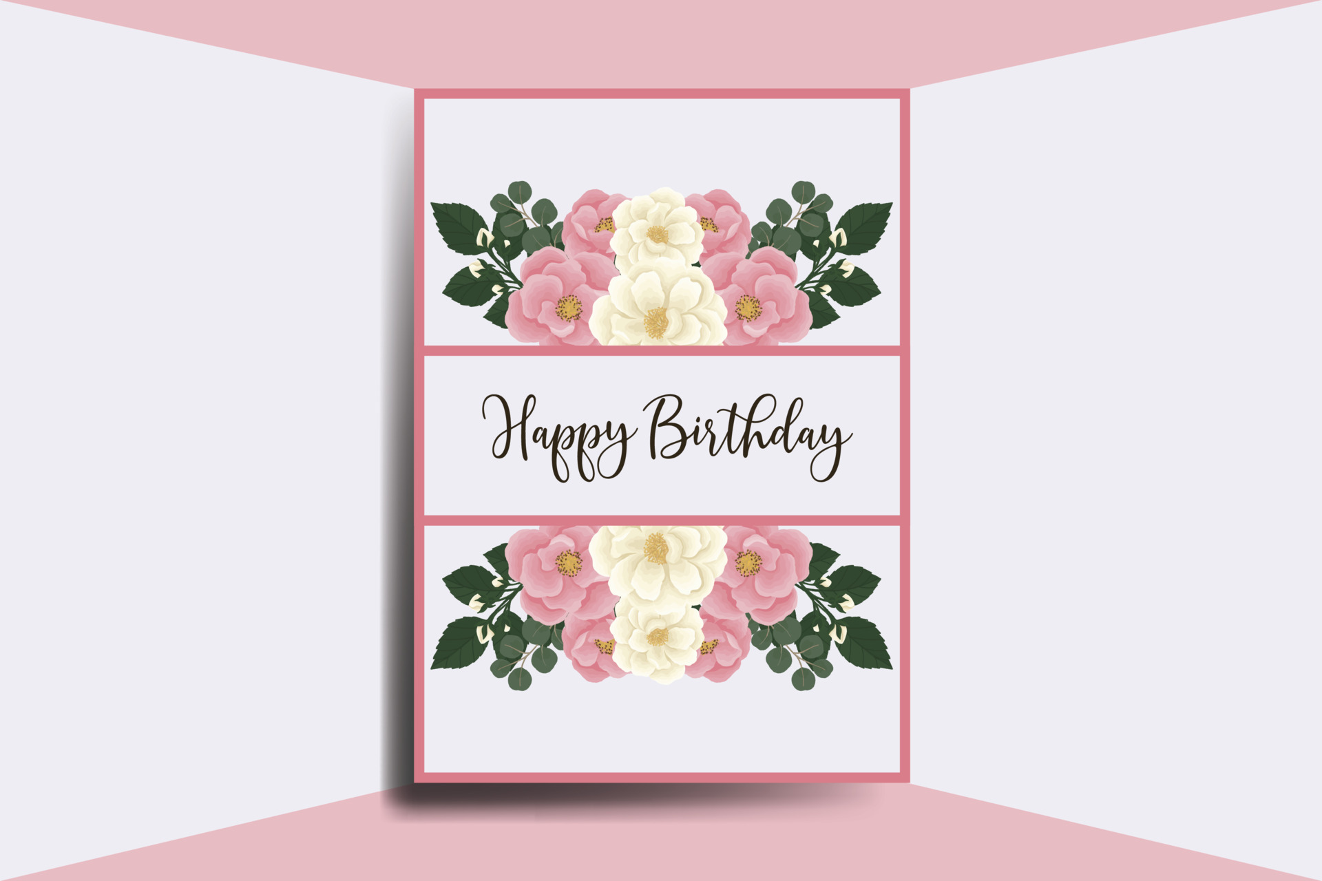 Birthday Greeting Card - Single Pink Rose - Happy Birthday - Beautiful Pale  Pink - Blank Inside - Original Watercolour Art (Modern Text) :  : Stationery & Office Supplies