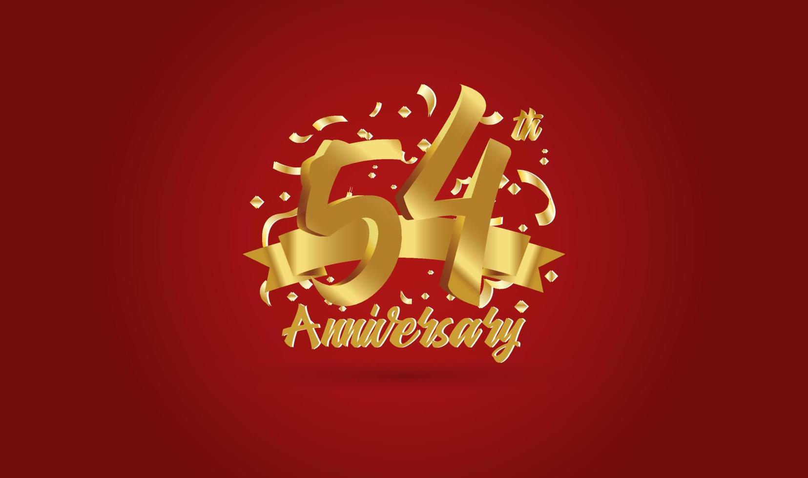 Anniversary celebration background. with the 54th number in gold and with the words golden anniversary celebration. vector