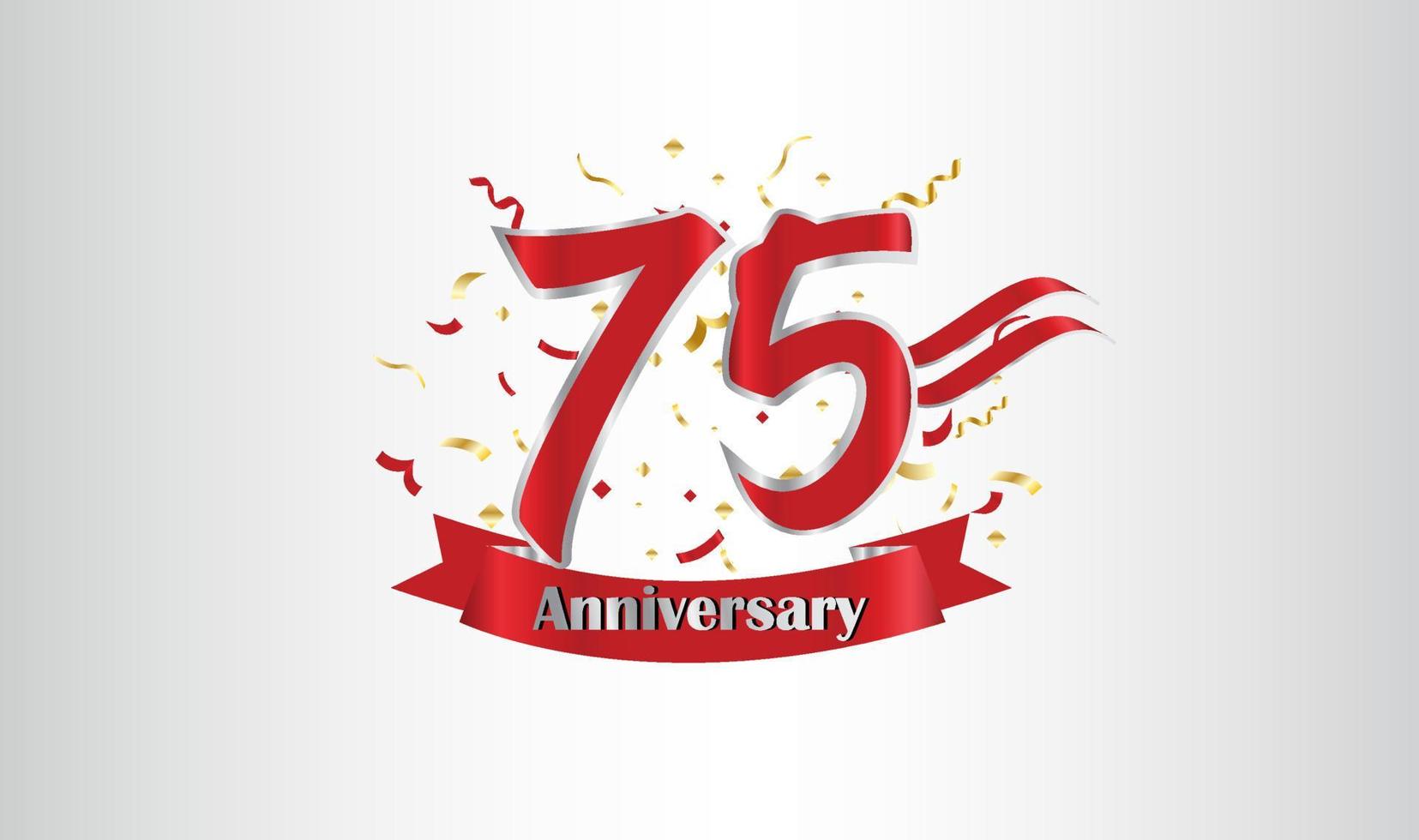 Anniversary celebration background. with the 75th number in gold and with the words golden anniversary celebration. vector