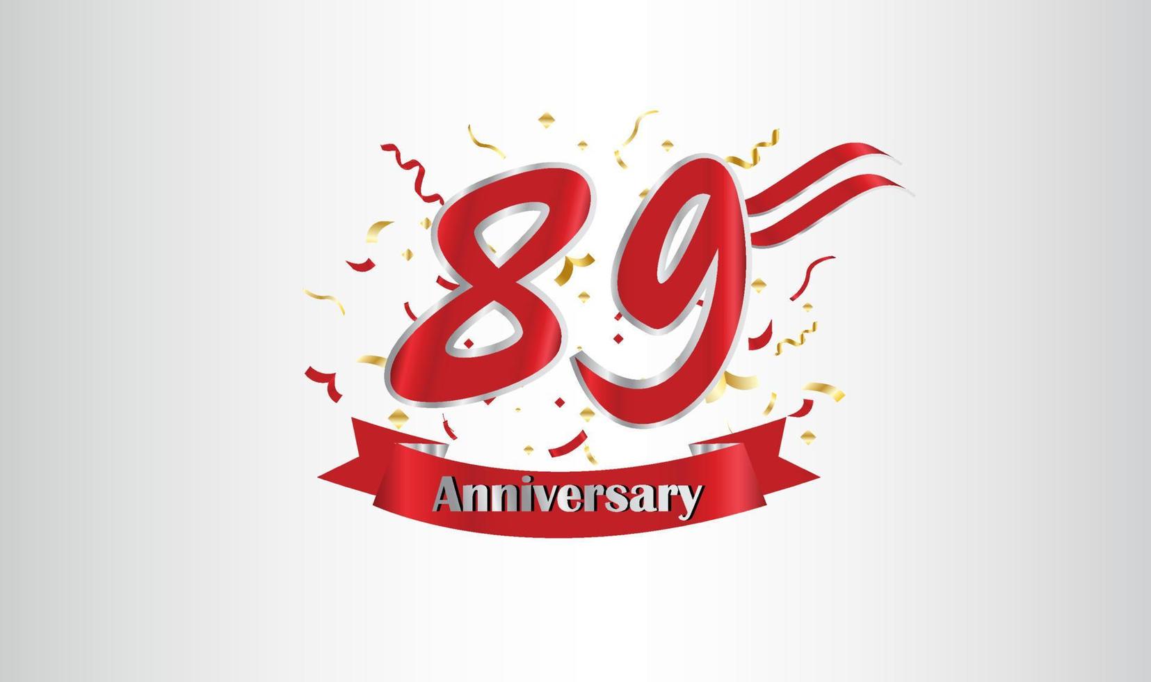 Anniversary celebration background. with the 89th number in gold and with the words golden anniversary celebration. vector