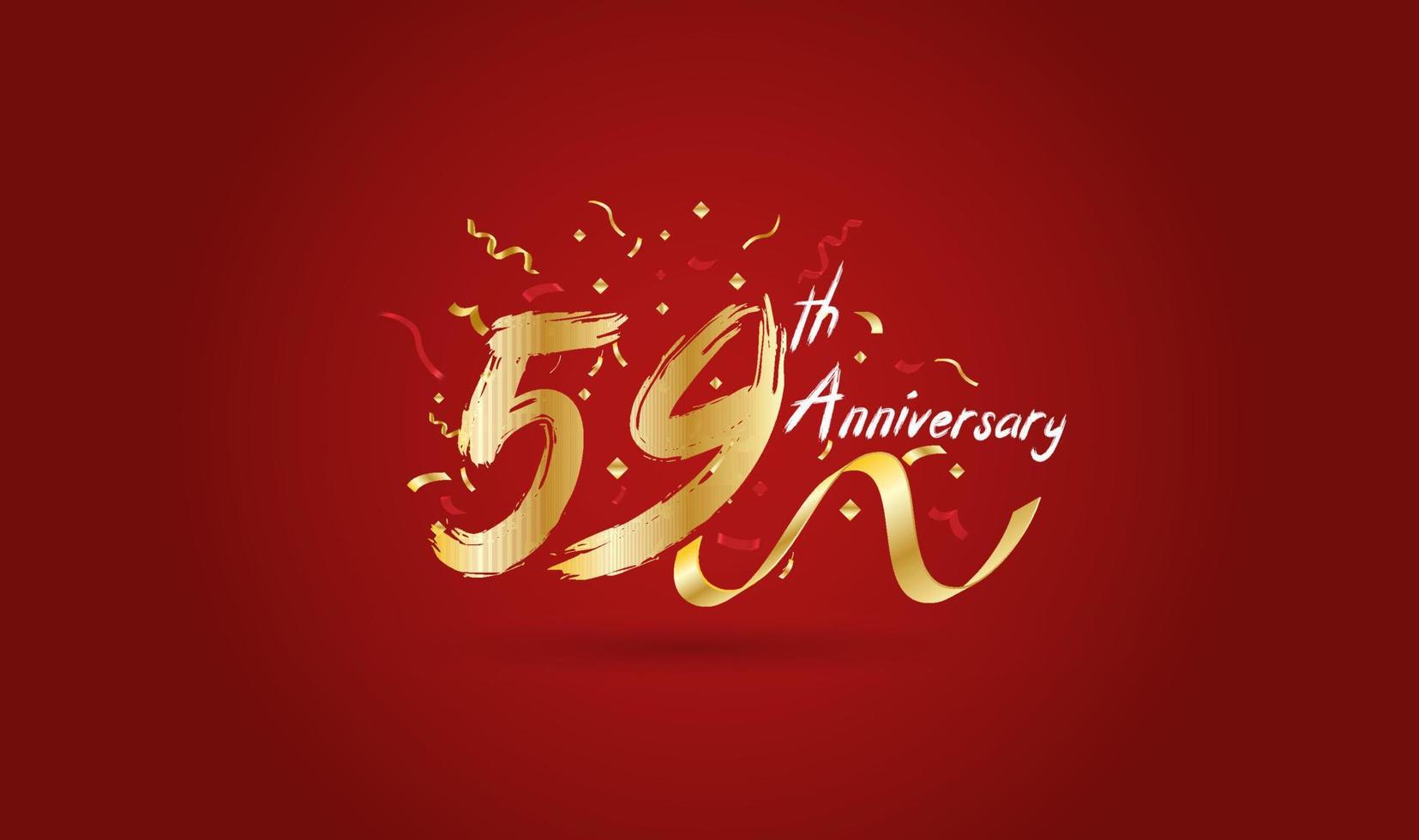Anniversary celebration with the 59th number in gold and with the words golden anniversary celebration. vector