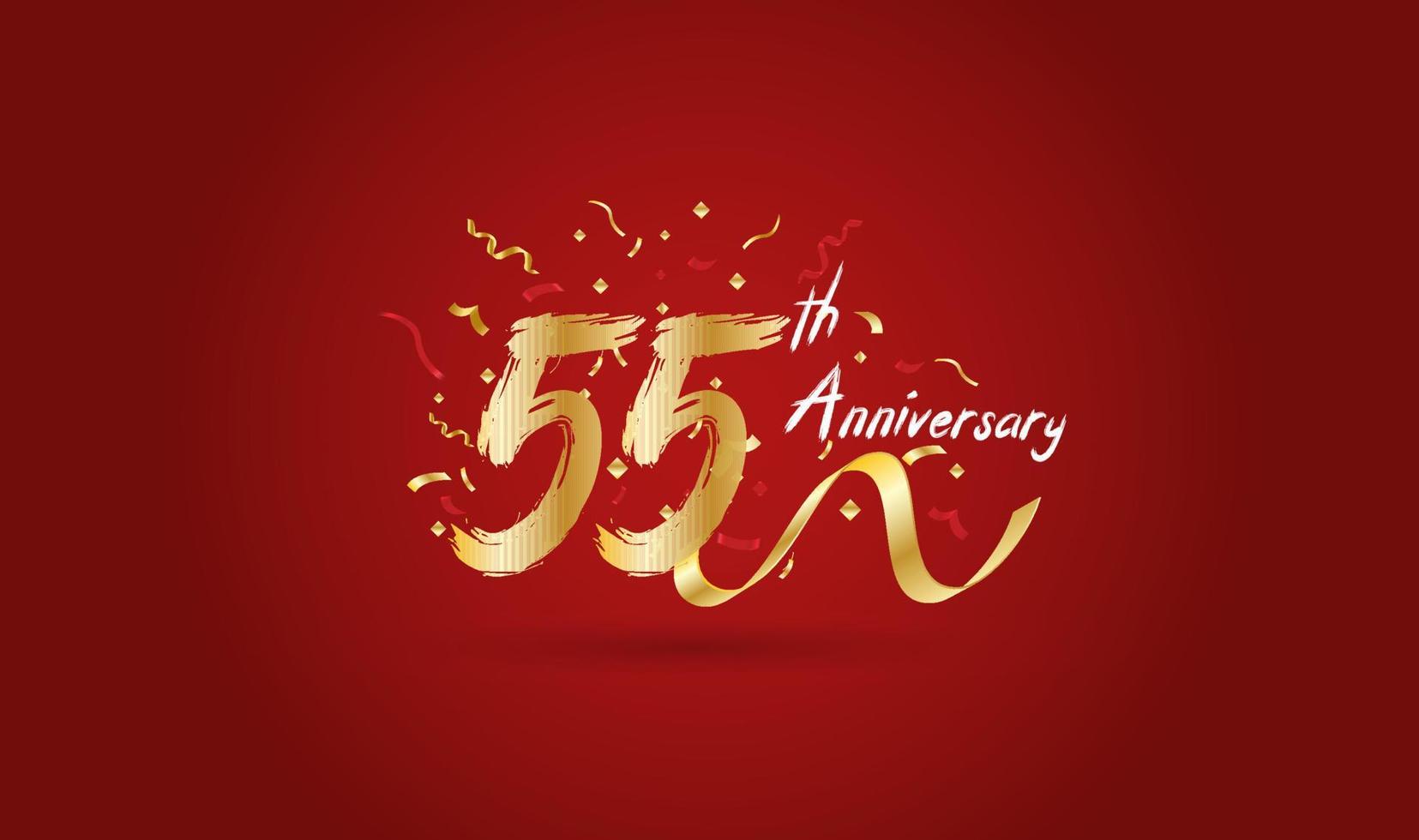 Anniversary celebration background. with the 55th number in gold and with the words golden anniversary celebration. vector