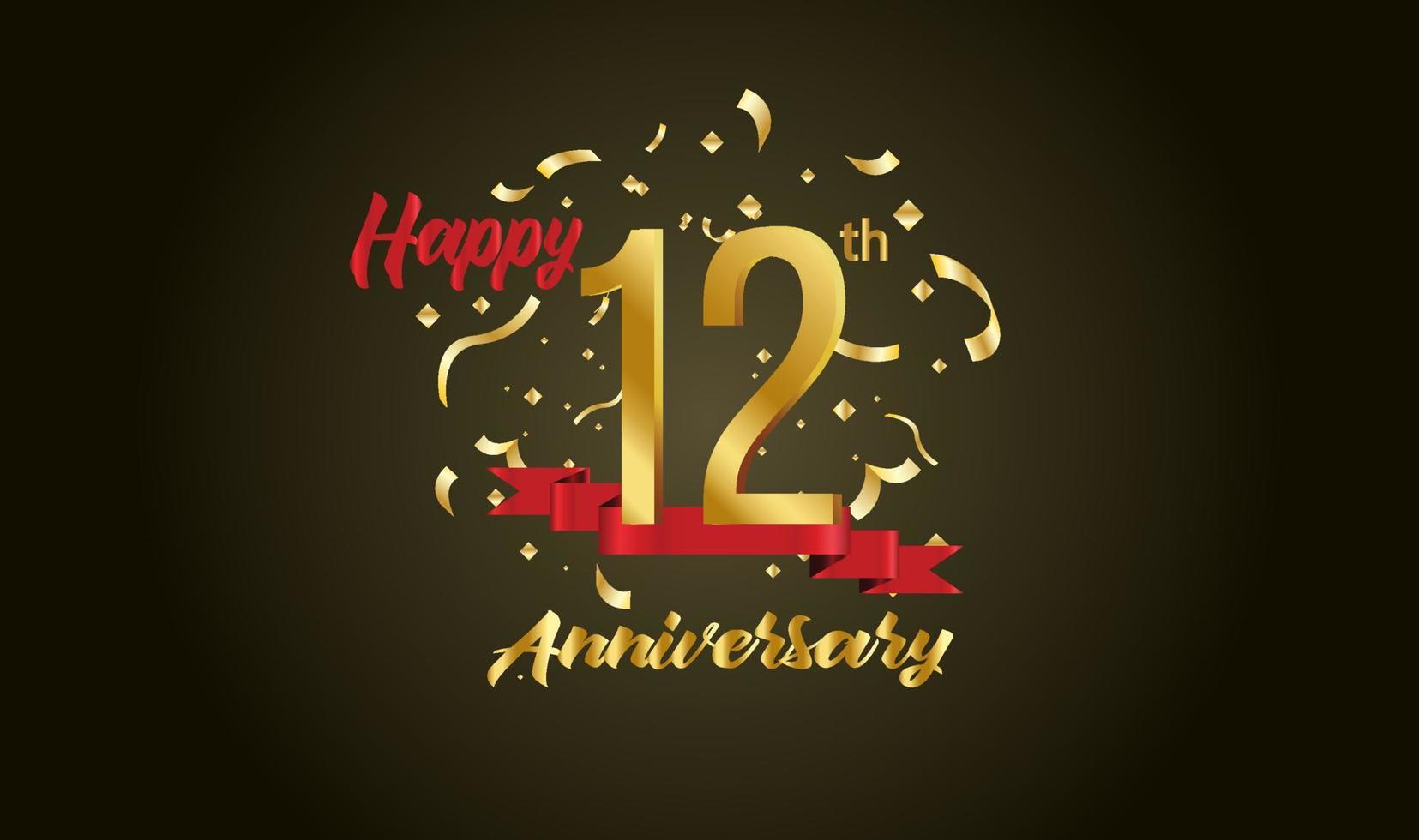 Anniversary celebration background. with the 12th number in gold and with the words golden anniversary celebration. vector