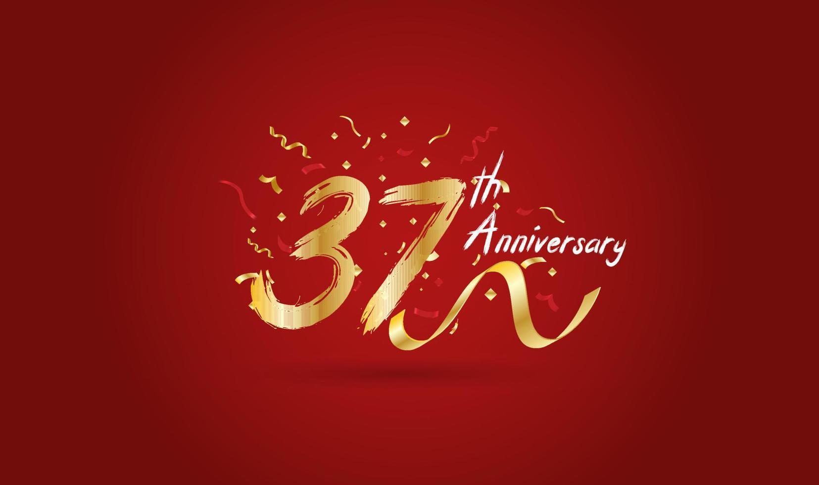 Anniversary celebration background. with the 37th number in gold and with the words golden anniversary celebration. vector