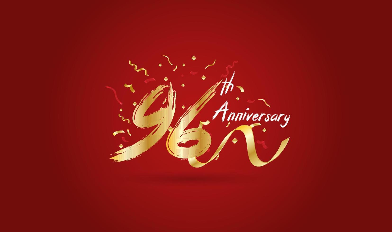 Anniversary celebration with the 96th number in gold and with the words golden anniversary celebration. vector