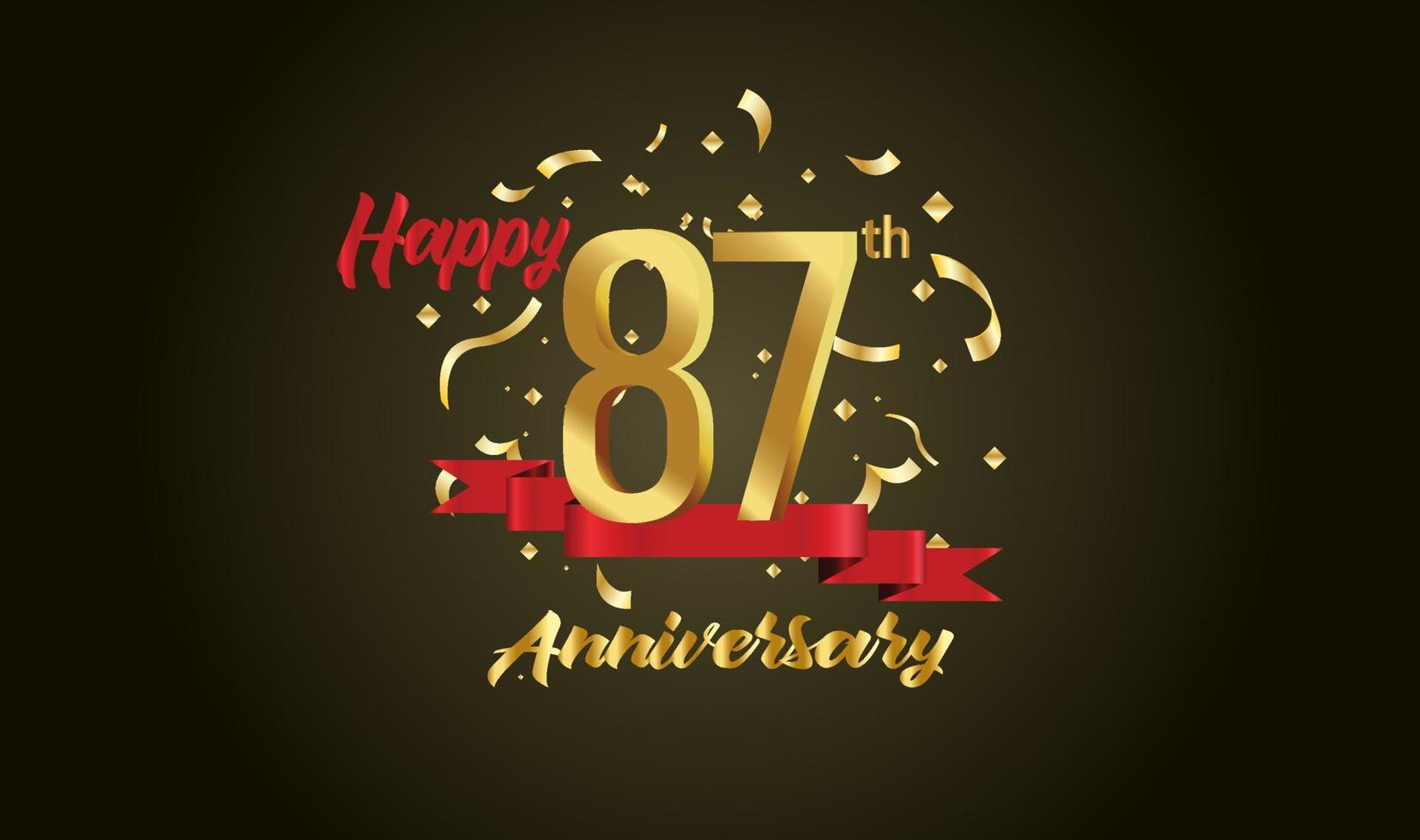 Anniversary celebration background. with the 87th number in gold and with the words golden anniversary celebration. vector