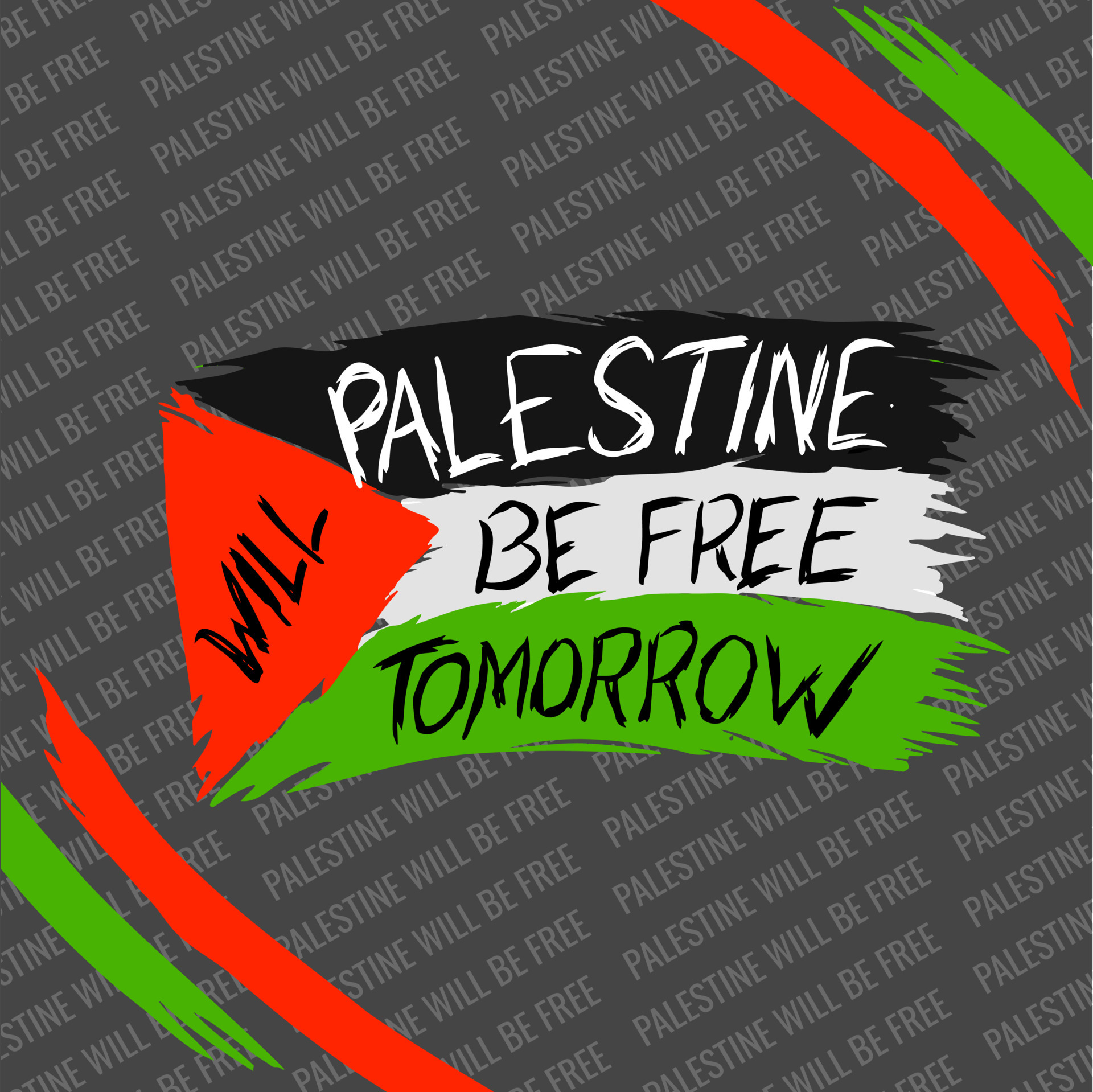 palestina será un afiche libre con bandera palestina de pincel. 5107063