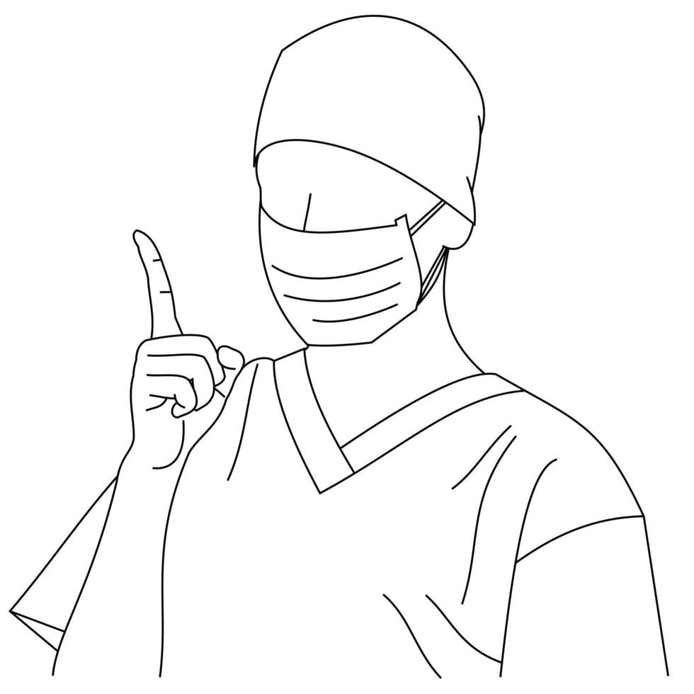 Young professional medical nurse wearing surgical face masks or medical to protect from plague, diseases, coronavirus, covid-19, sars, flu or mers-cov. A nurse wearing surgical mask and phonendoscope vector