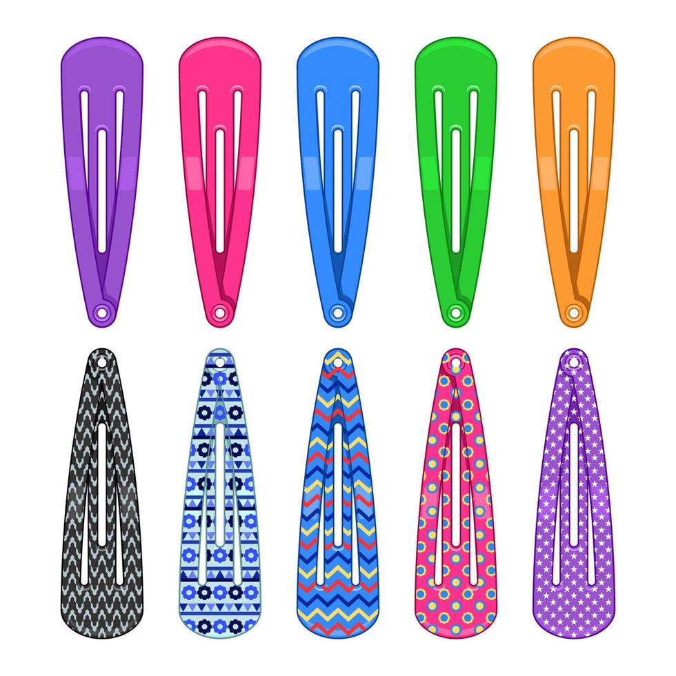 set colors snap barrettes isolated vector