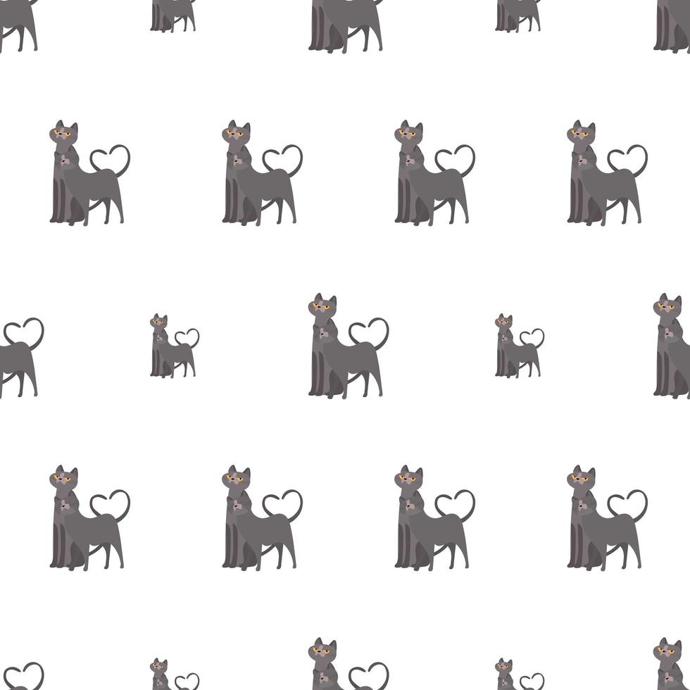 Seamless pattern with a gray cat. Suitable for backgrounds, postcards, and wrapping paper. Vector. vector