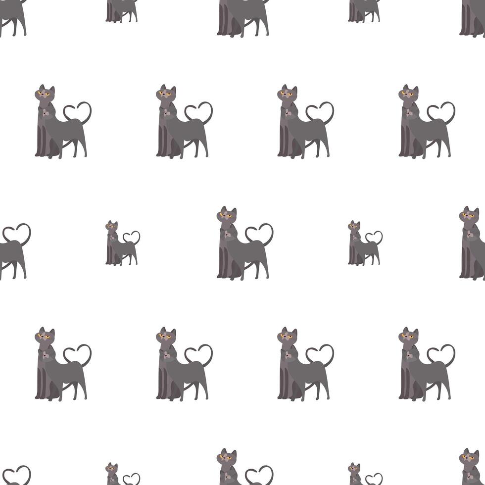 Seamless pattern with a gray cat. Suitable for backgrounds, postcards, and wrapping paper. Vector. vector