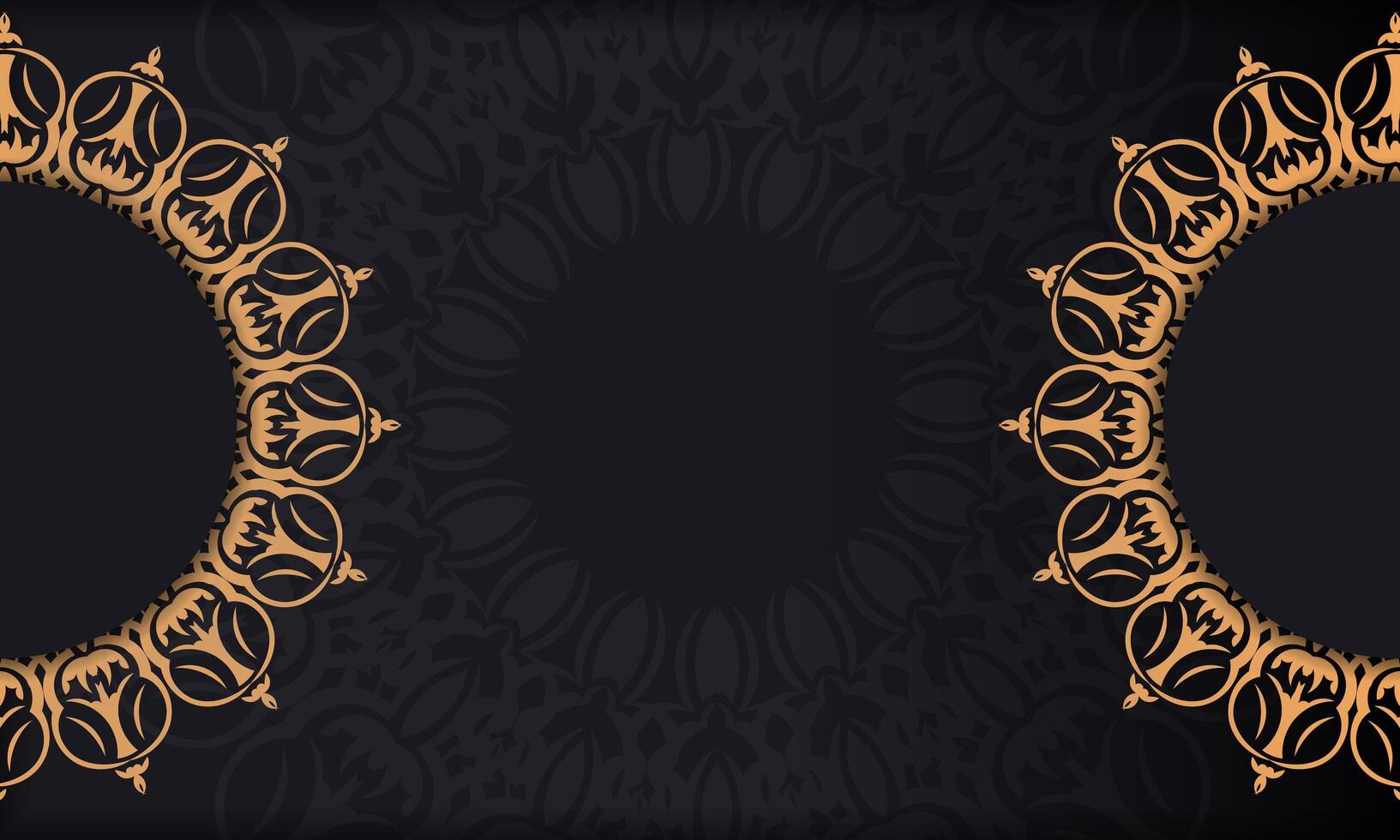 Two black and gold ornate frames on a black background vector
