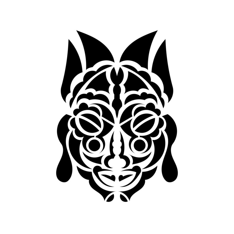 Tiki mask. Maori or polynesia pattern. Good for prints and tattoos. Isolated. Vector illustration.