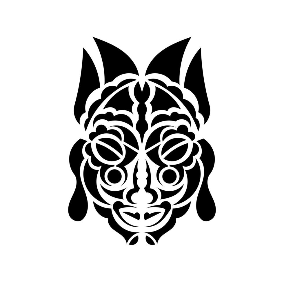 Tiki mask. Maori or polynesia pattern. Good for prints and tattoos. Isolated. Vector illustration.